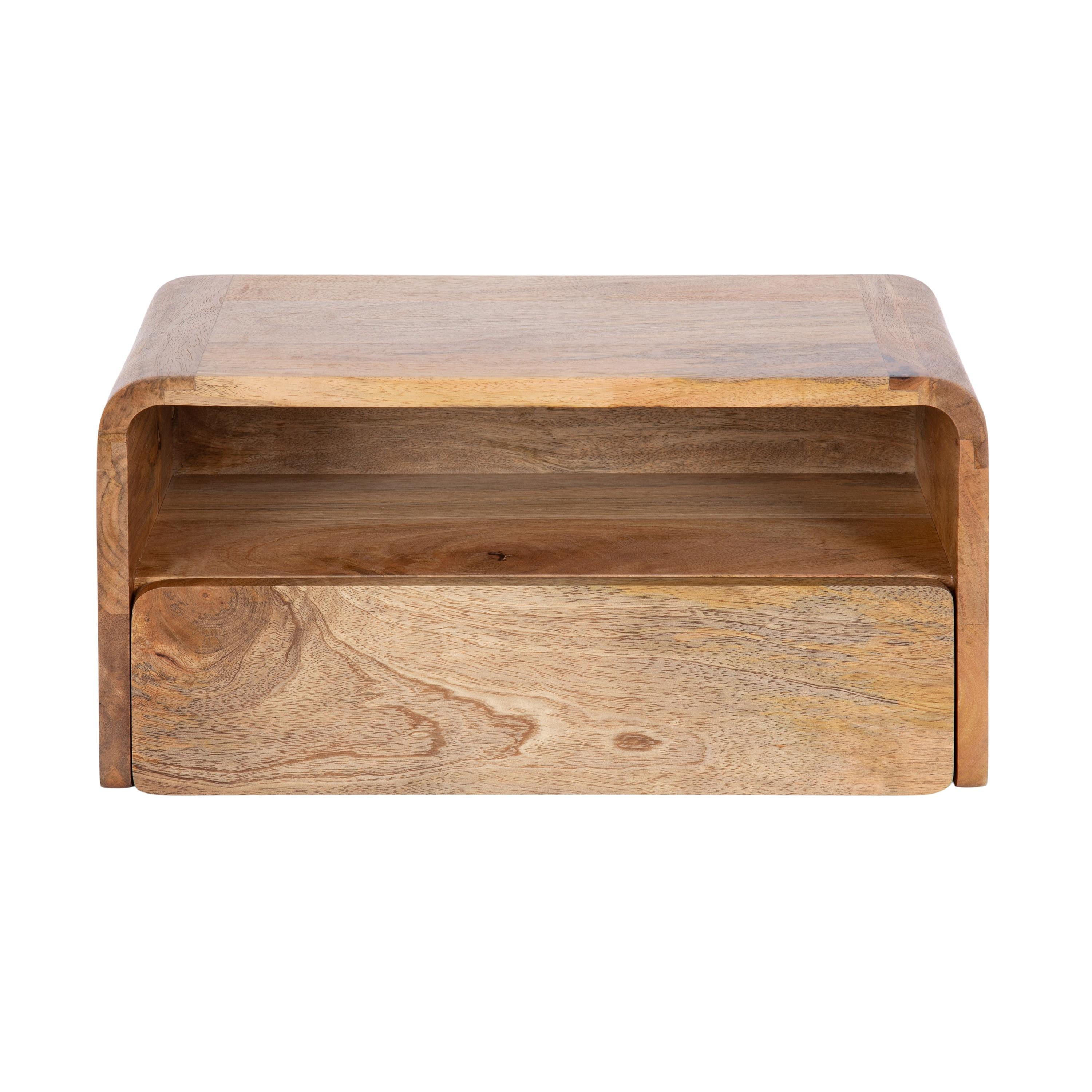 Kate and Laurel Kato Rectangle Wood Floating Side Table, 18x10x9, Natural