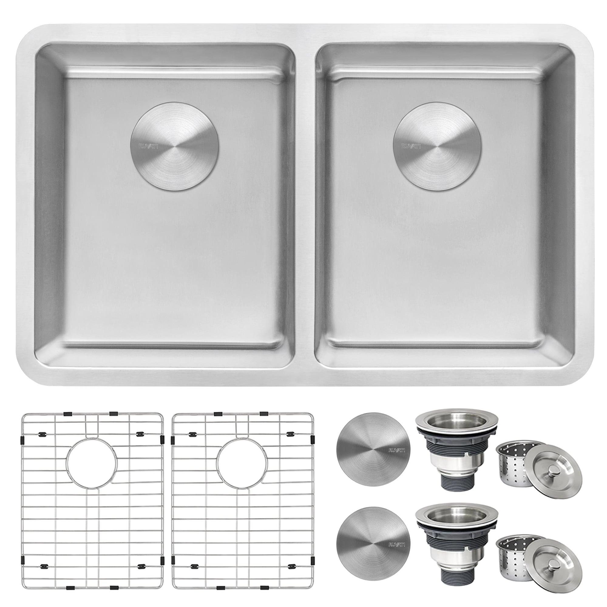 Ruvati RVM5077 Ruvati 28-inch Undermount Kitchen Sink 50/50 Double Bowl 16 Gauge Stainless Steel