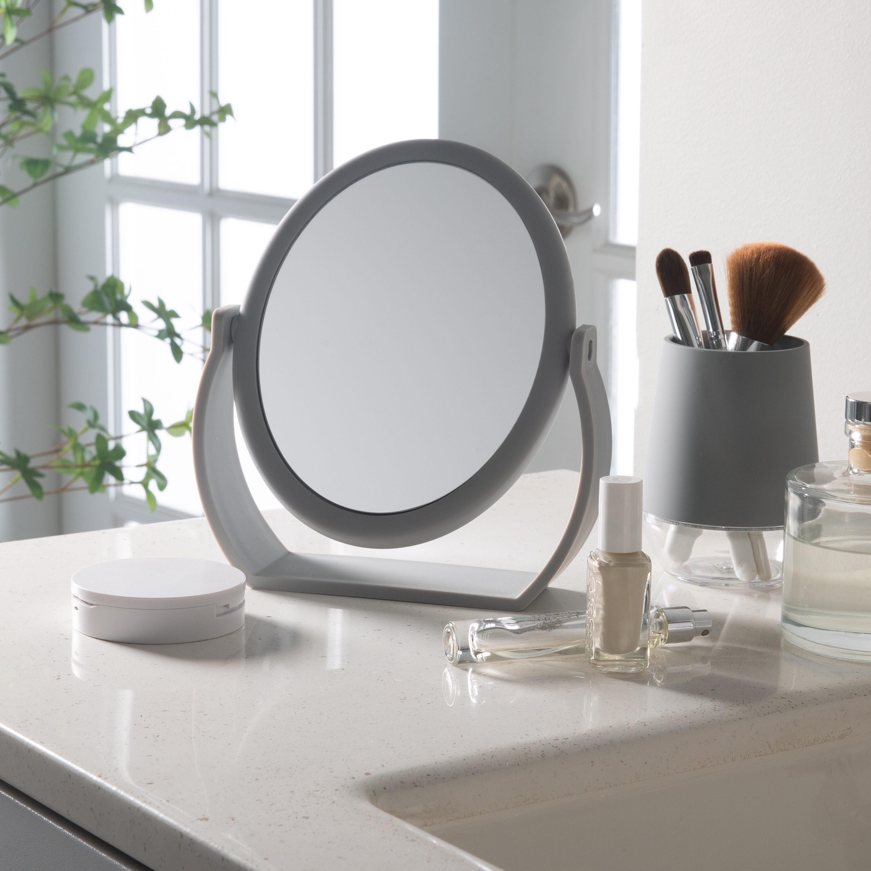 8" Vanity Rubberized 1X-10X Magnification Mirror Gray - Home Details