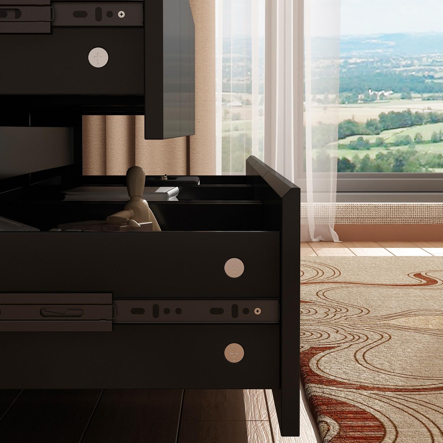 FAMAPY Chest of Drawers Dresser No Handles, 6 Drawer Dresser with Wide Storage, Modern Contemporary 6-Drawer Chest, for Bedroom Black (59”W x 15.7”D x 32.3”H)