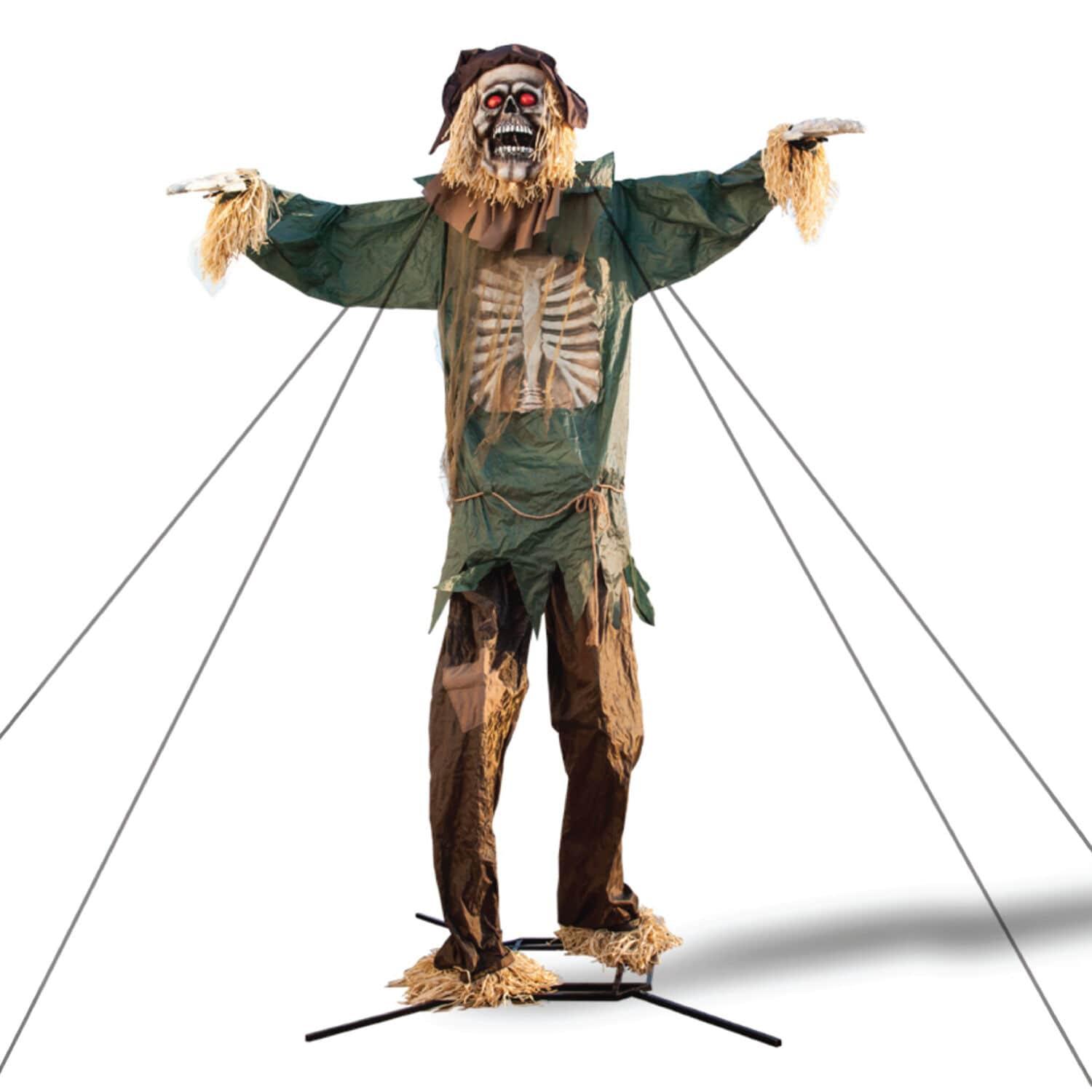 Haunted Hill Farm Haunted Hill Farm 15-ft. Animatronic Scarecrow for covered outdoor Halloween decoration