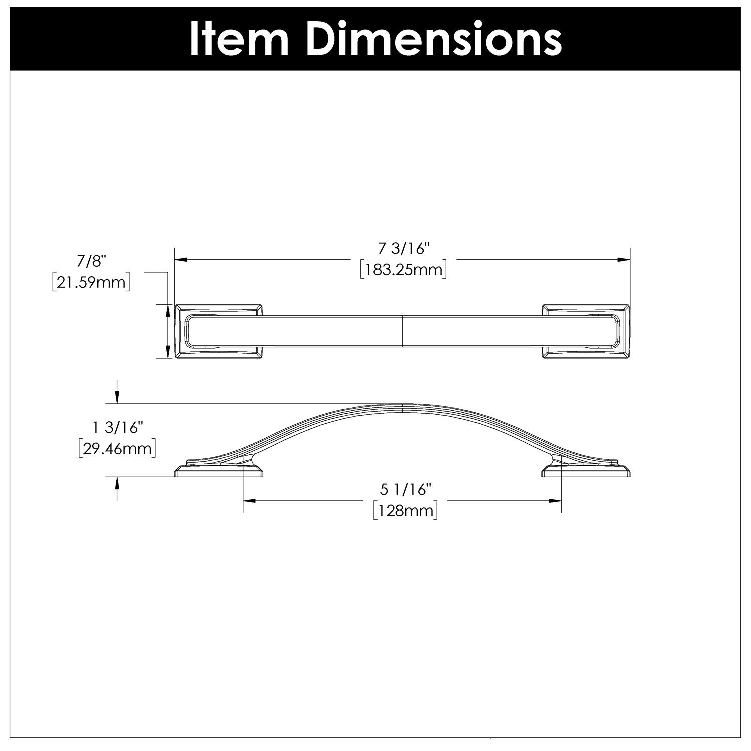 Dover Kitchen Cabinet Handles, Solid Core Drawer Pulls for Cabinet Doors, 5-1/16" (128mm)