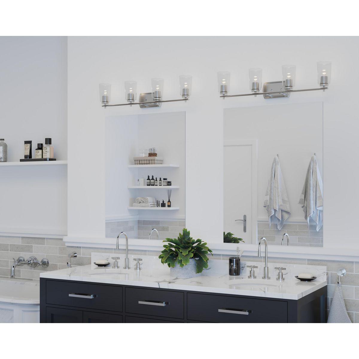 Progress Lighting Adley 4-Light Bath Vanity in Brushed Nickel with Clear Glass Shades