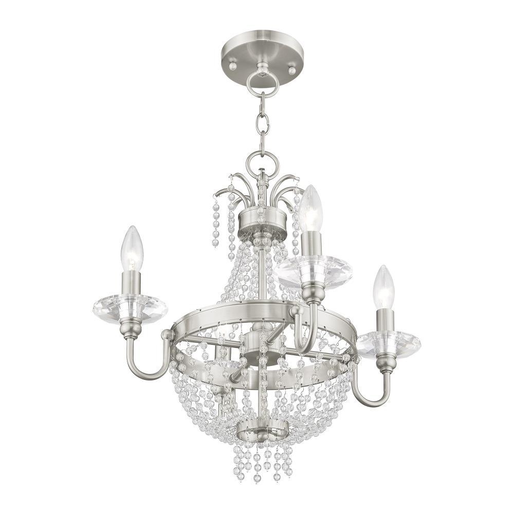 Brushed Nickel Mini Crystal 4-Light Candle Chandelier