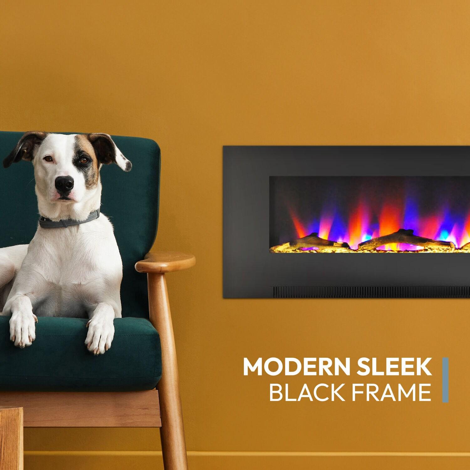 Cambridge Cambridge Wall Mount Electric Fireplace Heater with Remote Control for Indoor Use in Living Room, Bedroom, Home Office