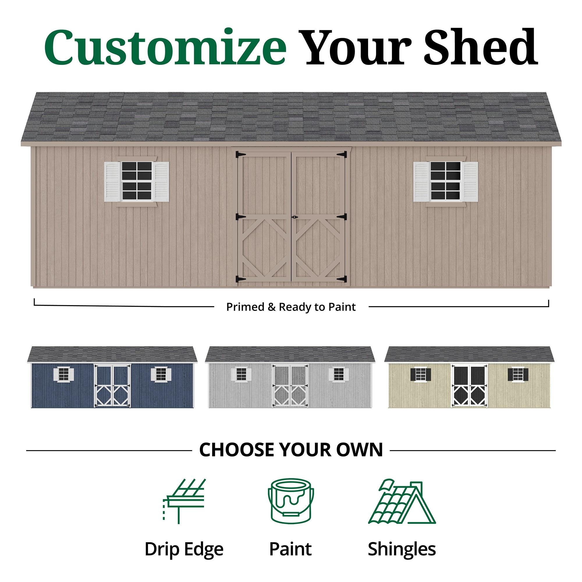 Little Cottage Co. 12x24 Classic Workshop Shed with Operable Windows, Outdoor Wood Storage Do-It-Yourself Precut Kit