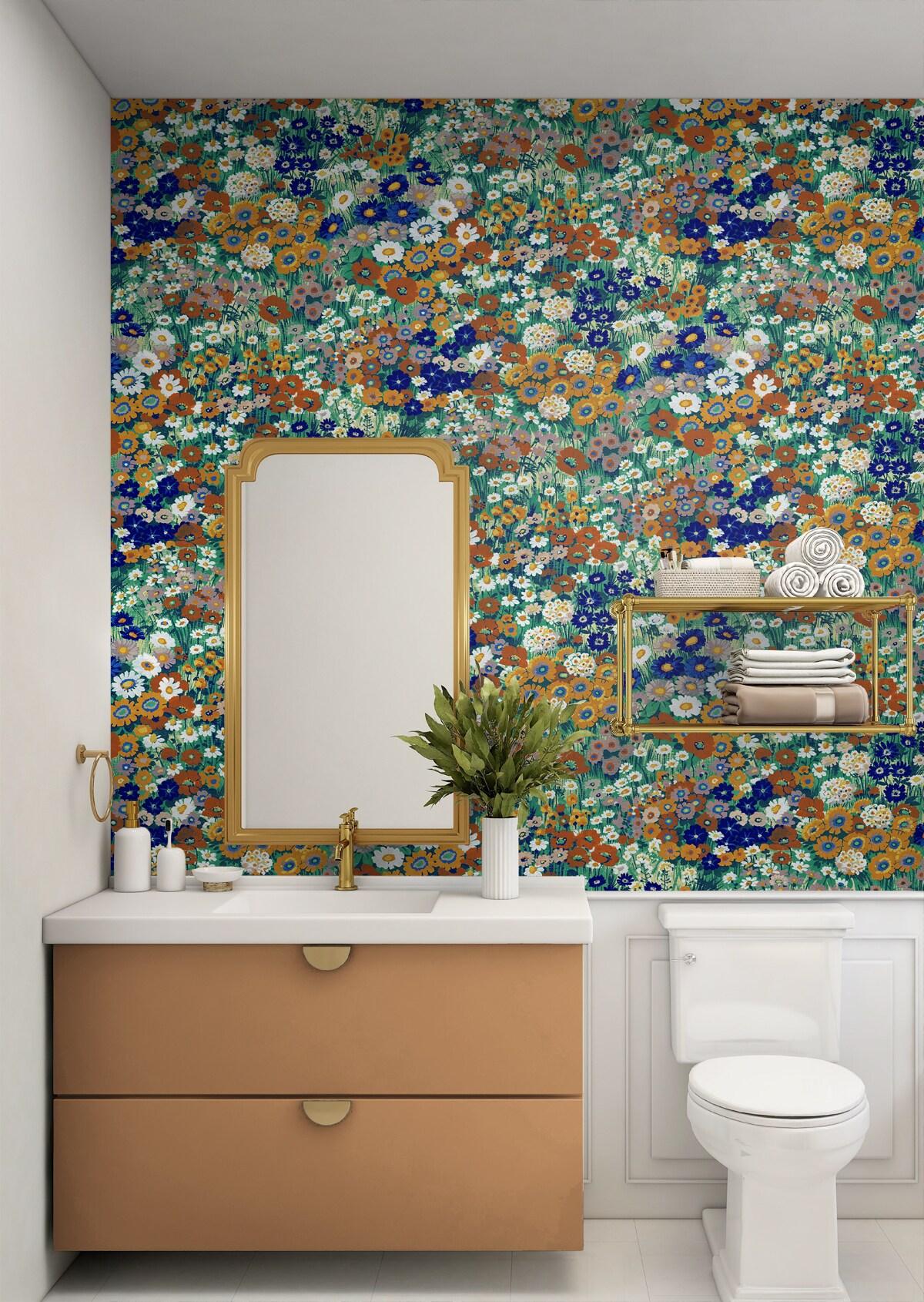 NextWall Floral Summer Glades & Terra Cotta Meadow Peel and Stick Wallpaper