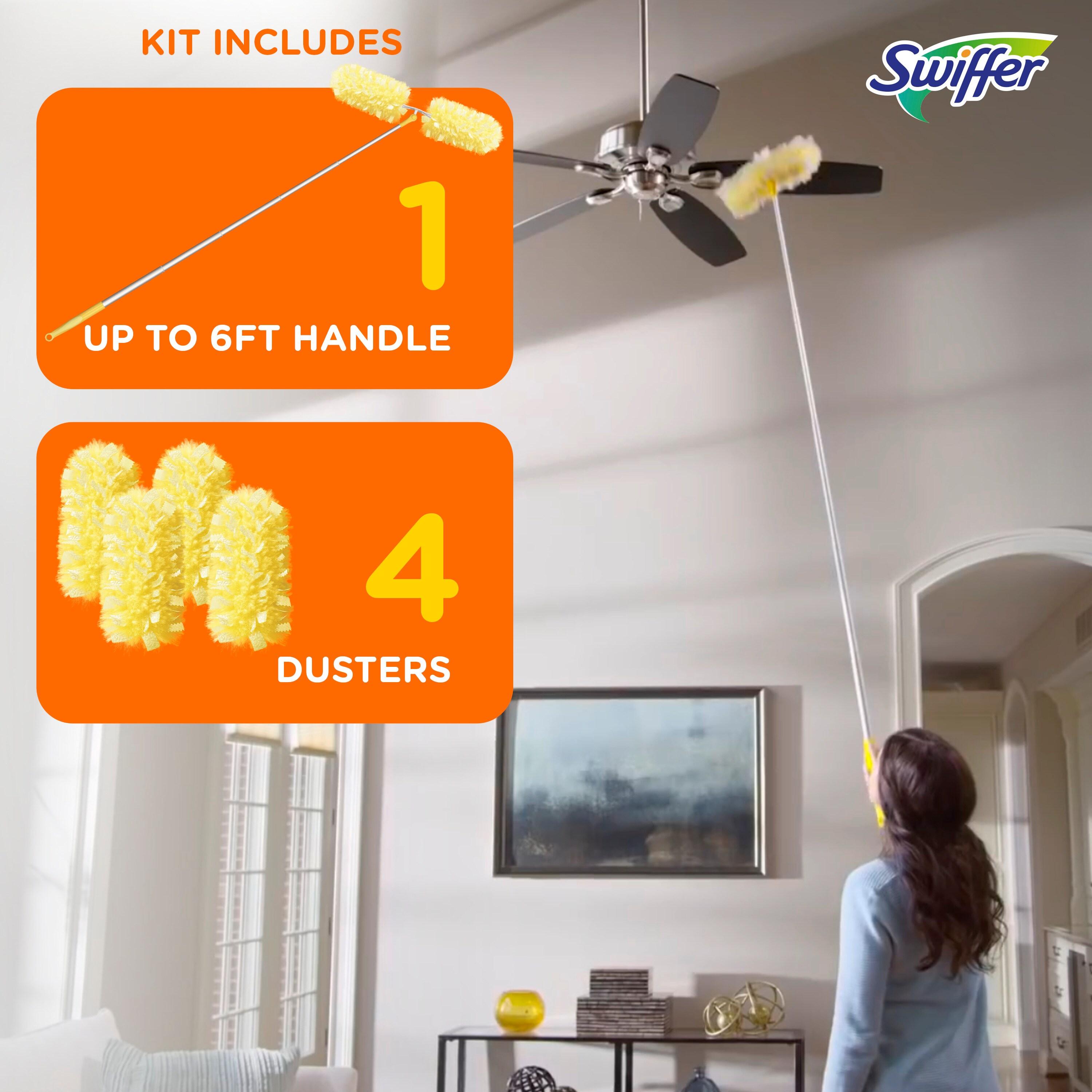 Swiffer Dusters Heavy Duty Super Extendable Handle Dusting Kit(Extension Pole, Extendable Handle,4 Duster Refill) - 4ct