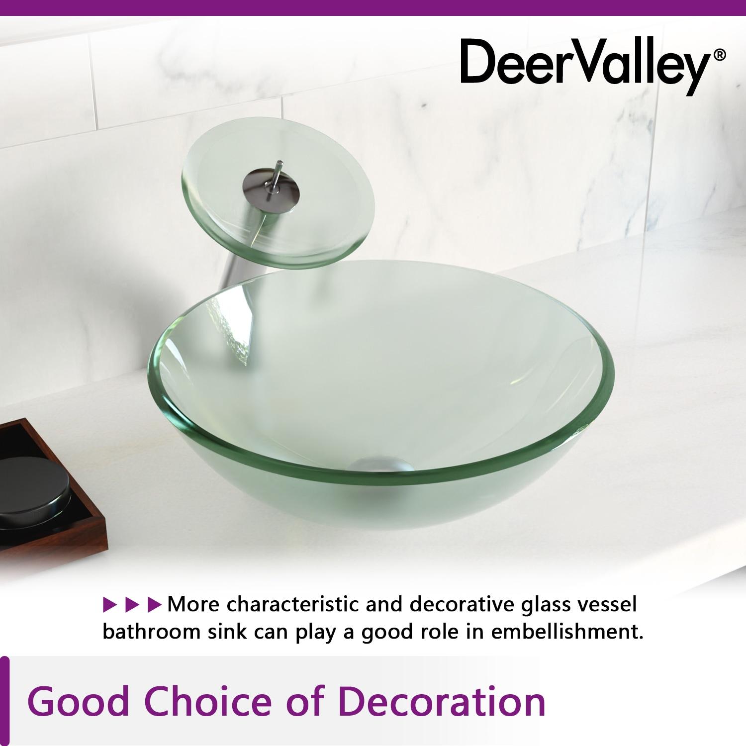 DeerValley Symmetry 16.5'' Circular Glass Vessel Bathroom Sink