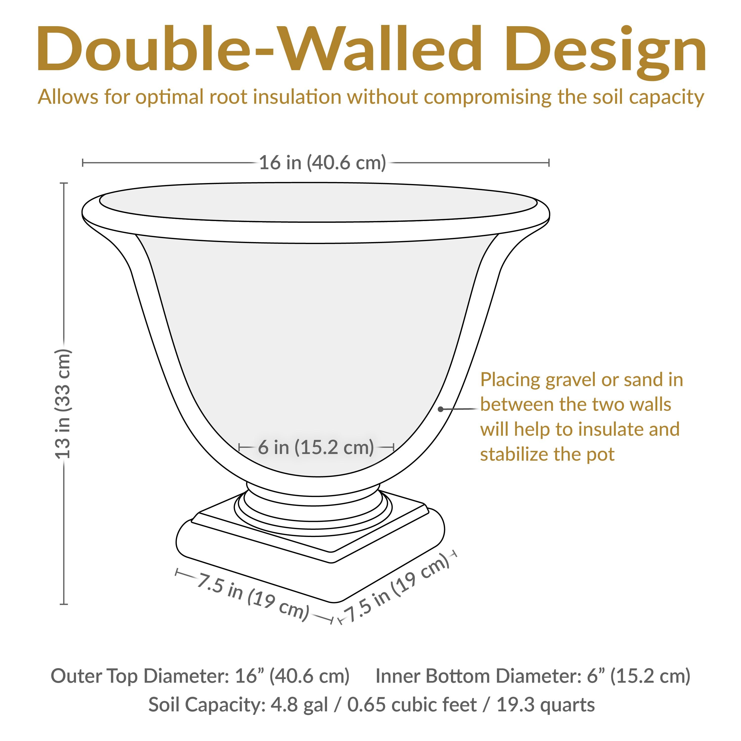 SunnyDaze Decor Darcy 16" x 16" x 13" Round Polyresin Urn Outdoor Planter Pot