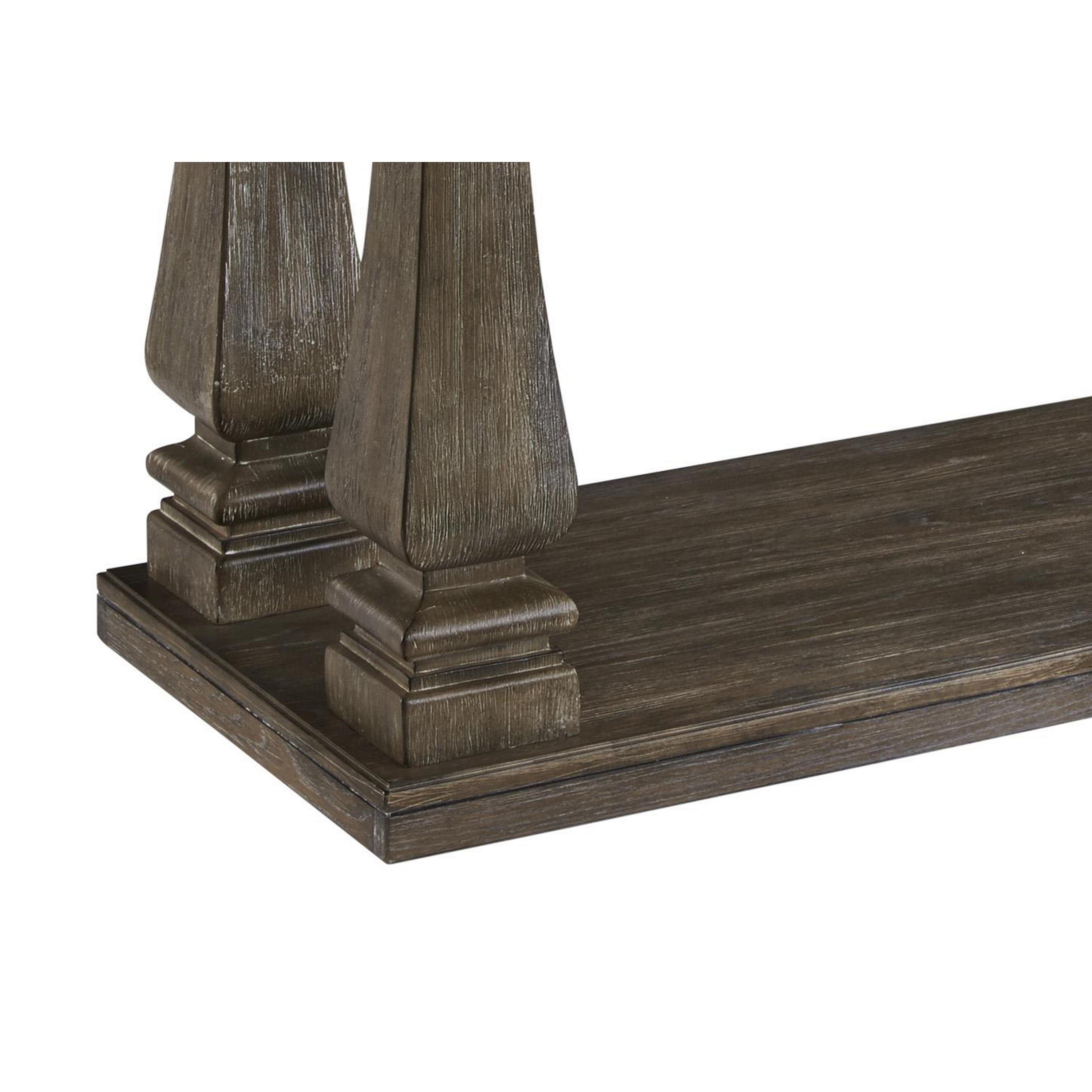 Johnelle Sofa Table Gray: Distressed Elm Veneer, Square Baluster Legs - Signature Design by Ashley