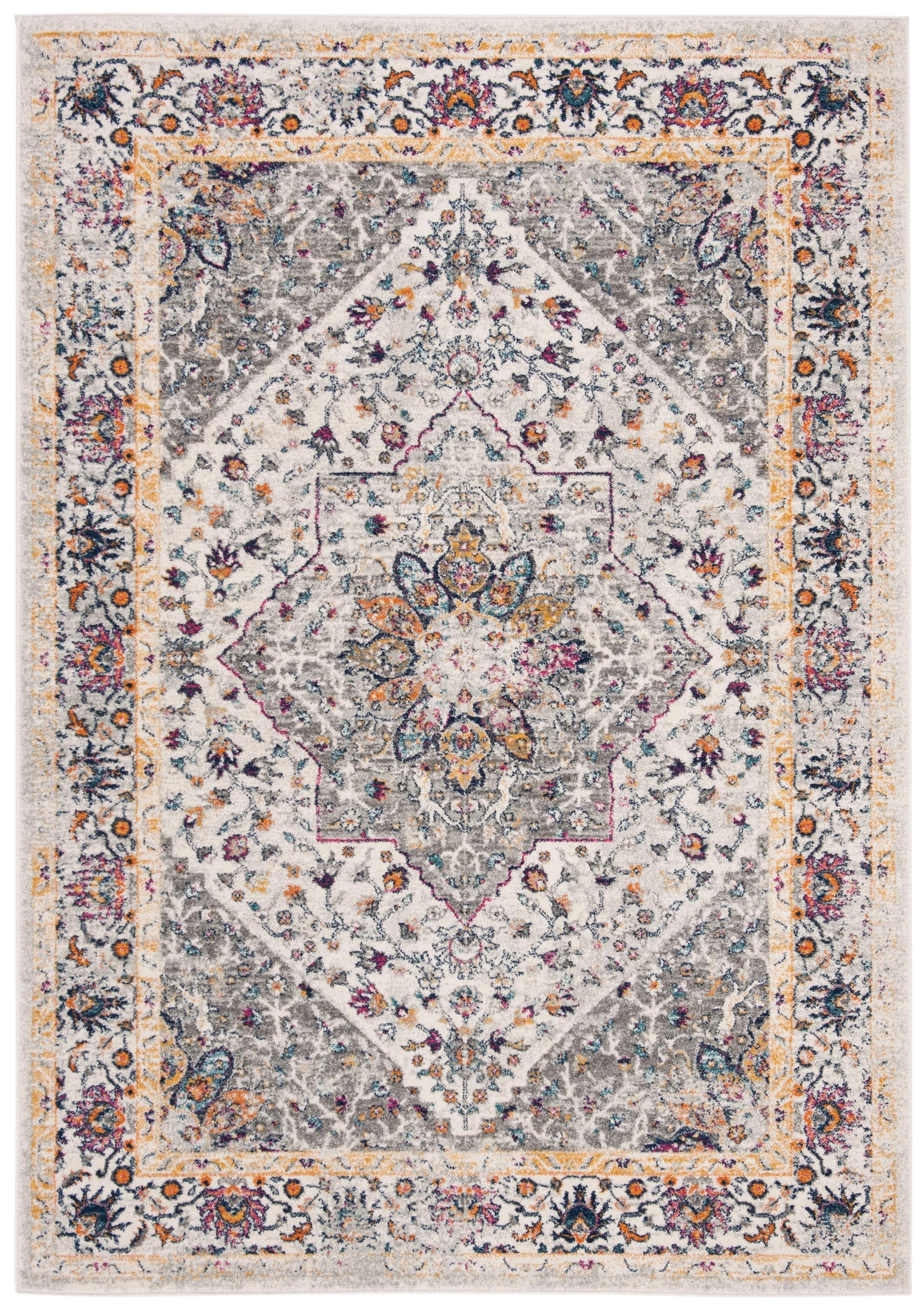 Evoke EVK288 Power Loomed Area Rug Ivory / Grey 6'-7" X 9' - Safavieh.