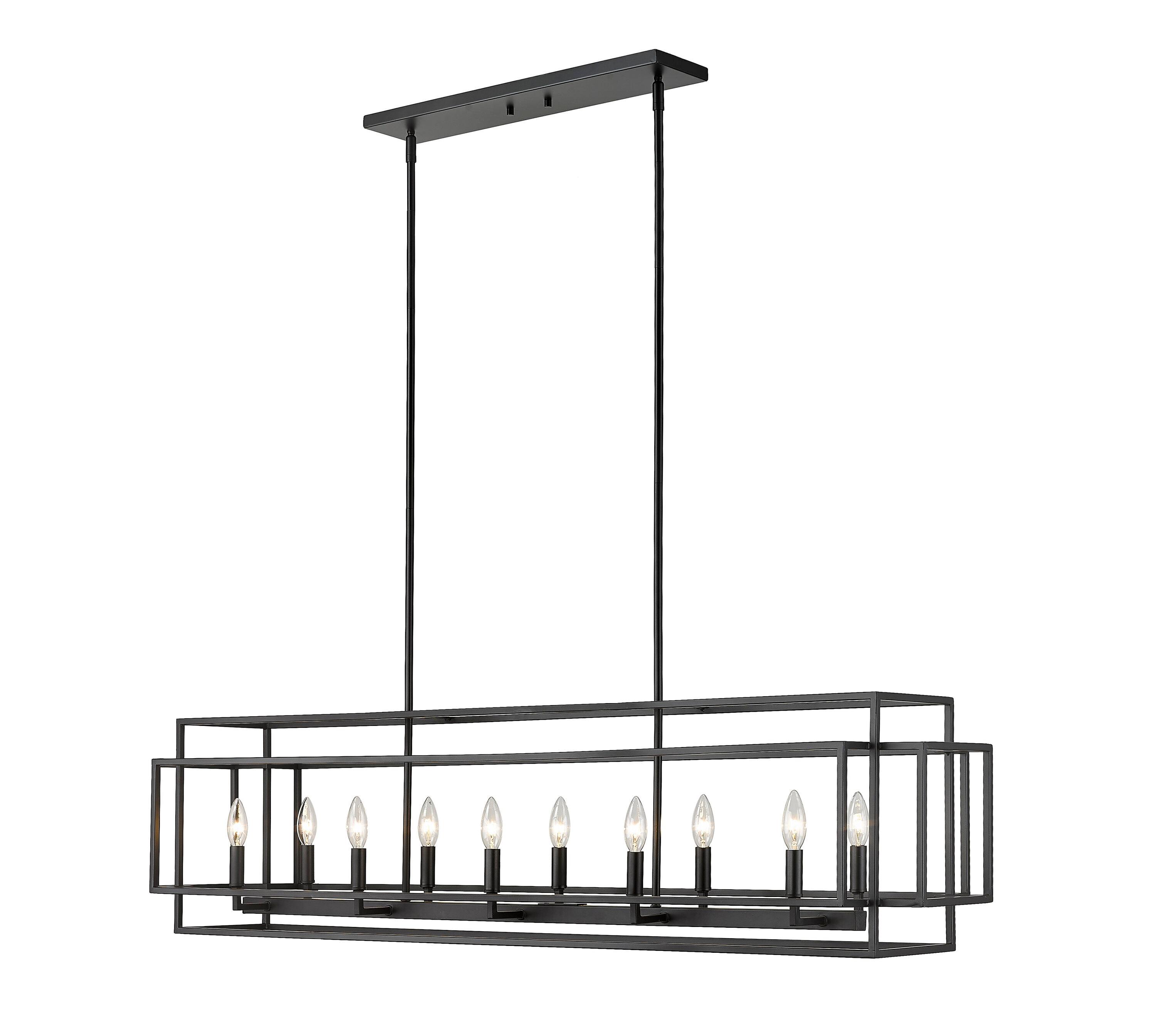 Matte Black 54" Steel 10-Light Island Pendant