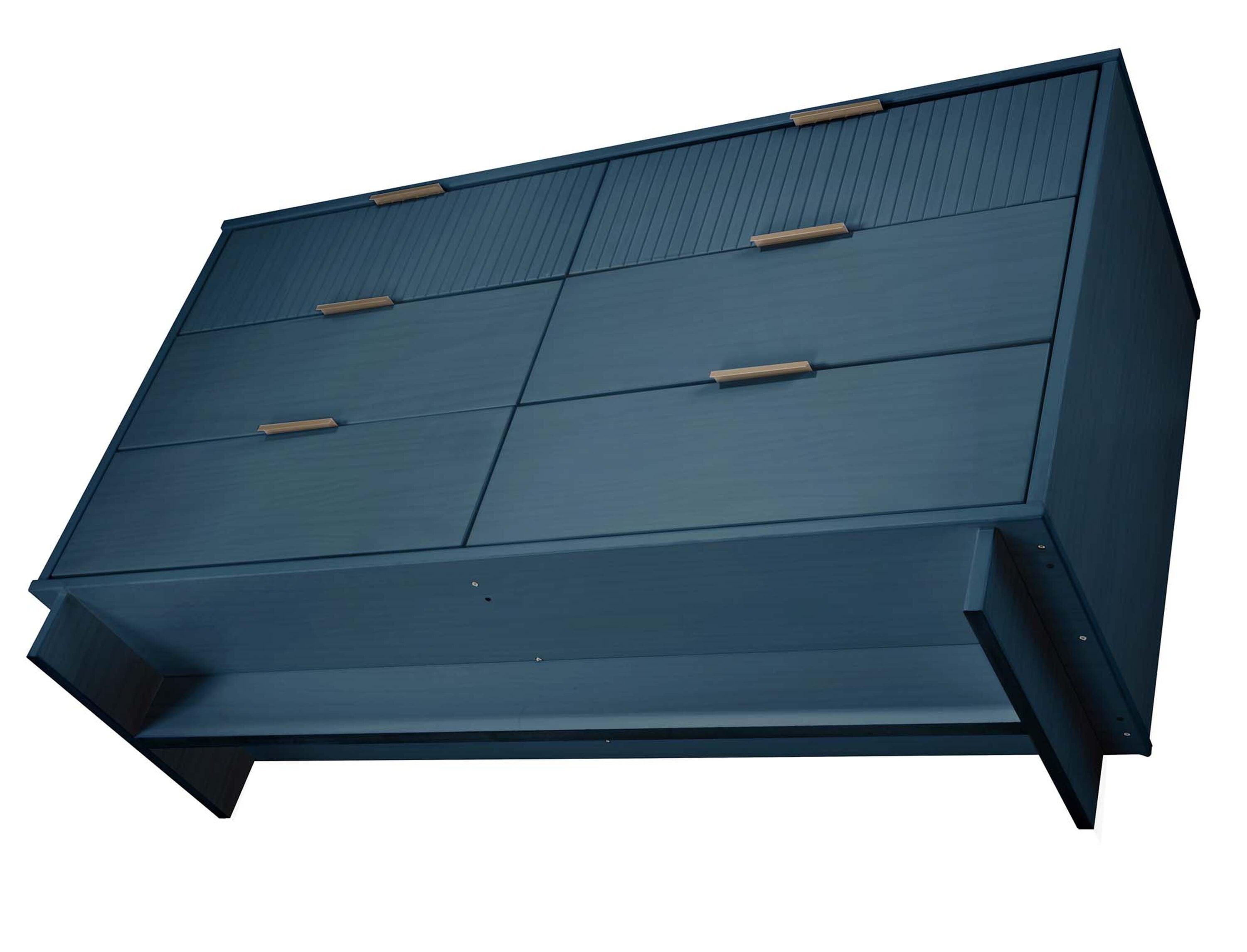 Granville Modern 6 Drawer Double Wide Dresser Midnight Blue - Manhattan Comfort: UV Painted, Soft Close, Wood Frame