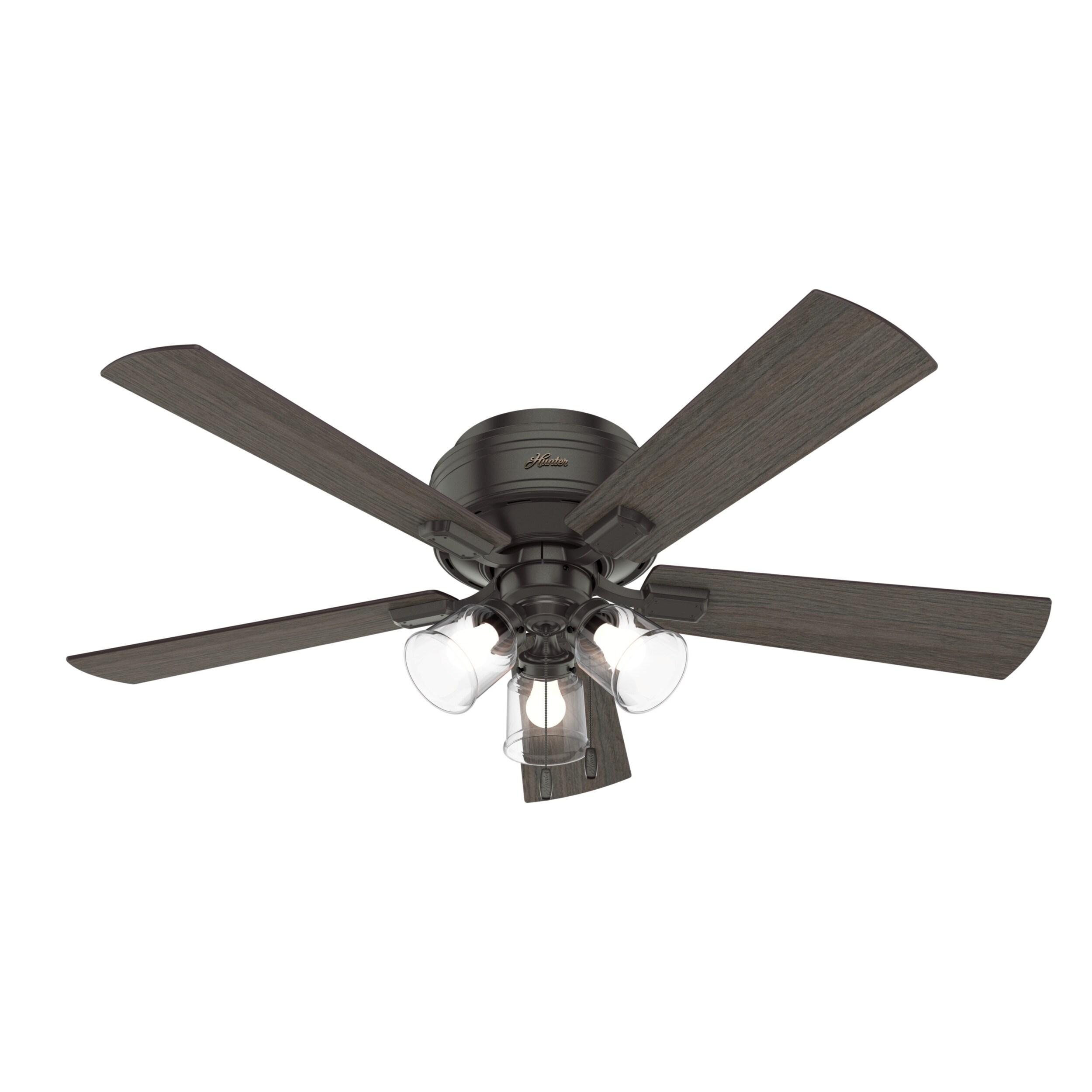 52" Crestfield 5 - Blade Flush Mount Ceiling Fan with Lights and Pull Chains