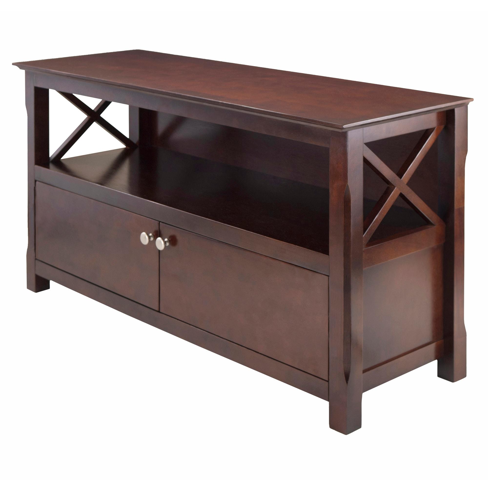 Xola TV Stand for TVs up to 40" Dark Brown - Winsome: Beveled Edges, Chrome-Finish Pulls, Media Shelf