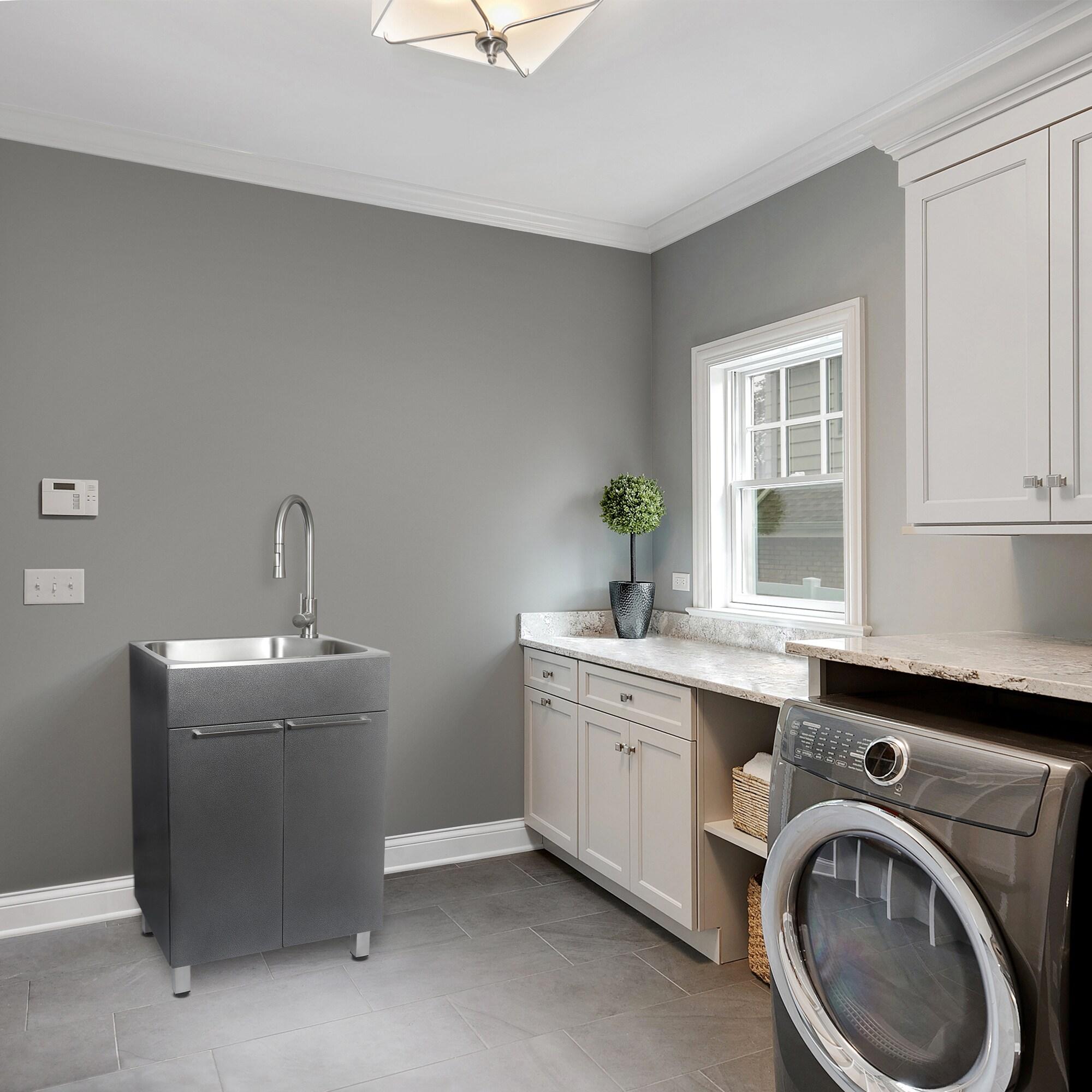 All-In-One 22" L x 18" W Free Standing Compact Laundry Sink with Faucet