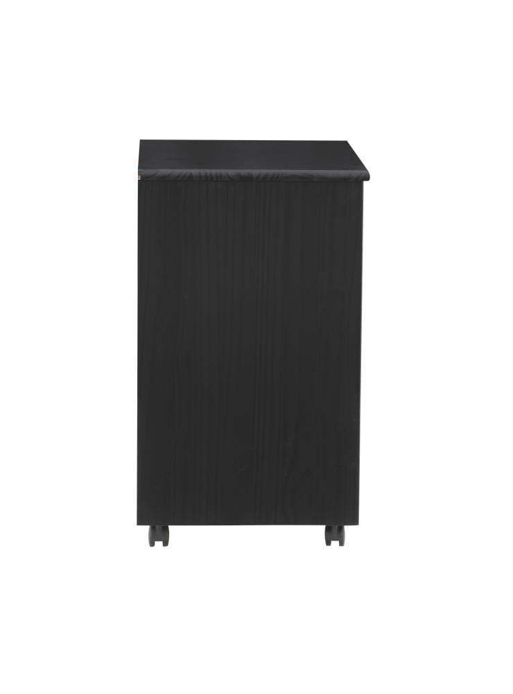 Cary Transitional 6 Drawer Solid Wood Contoured Handle Cut Out Wide Roll Cart Black - Linon: Pine Frame, Farmhouse Style, Portable Storage