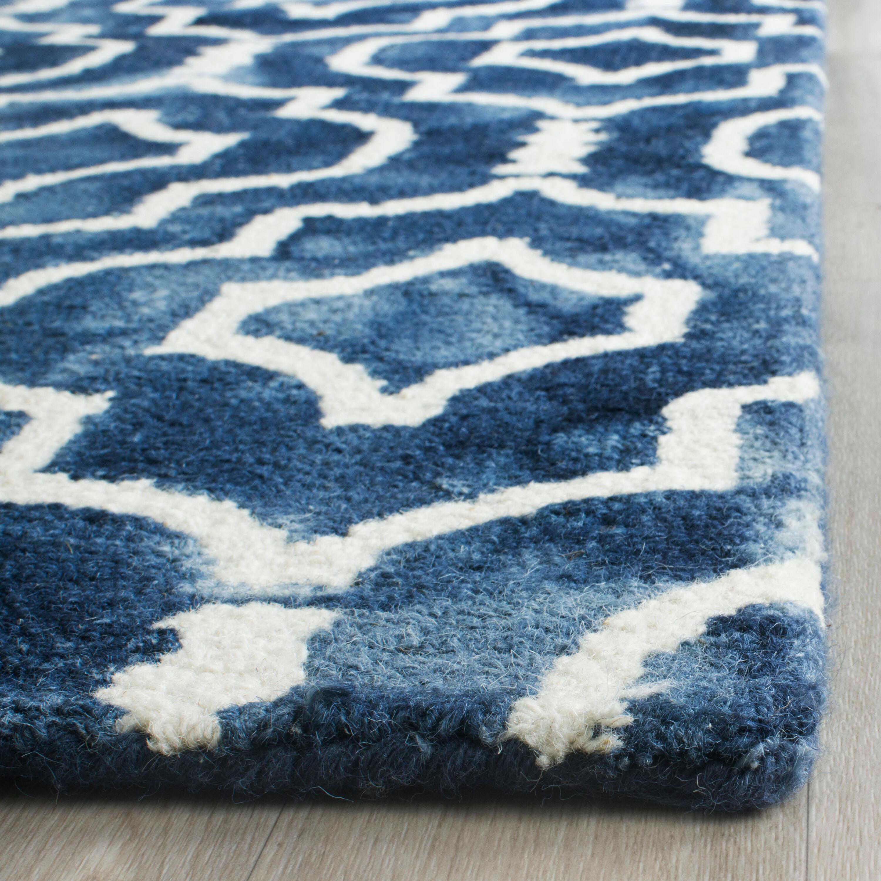Dip Dye DDY538 Hand Tufted Indoor Runner - Navy/Ivory - 2'3"x10' - Safavieh