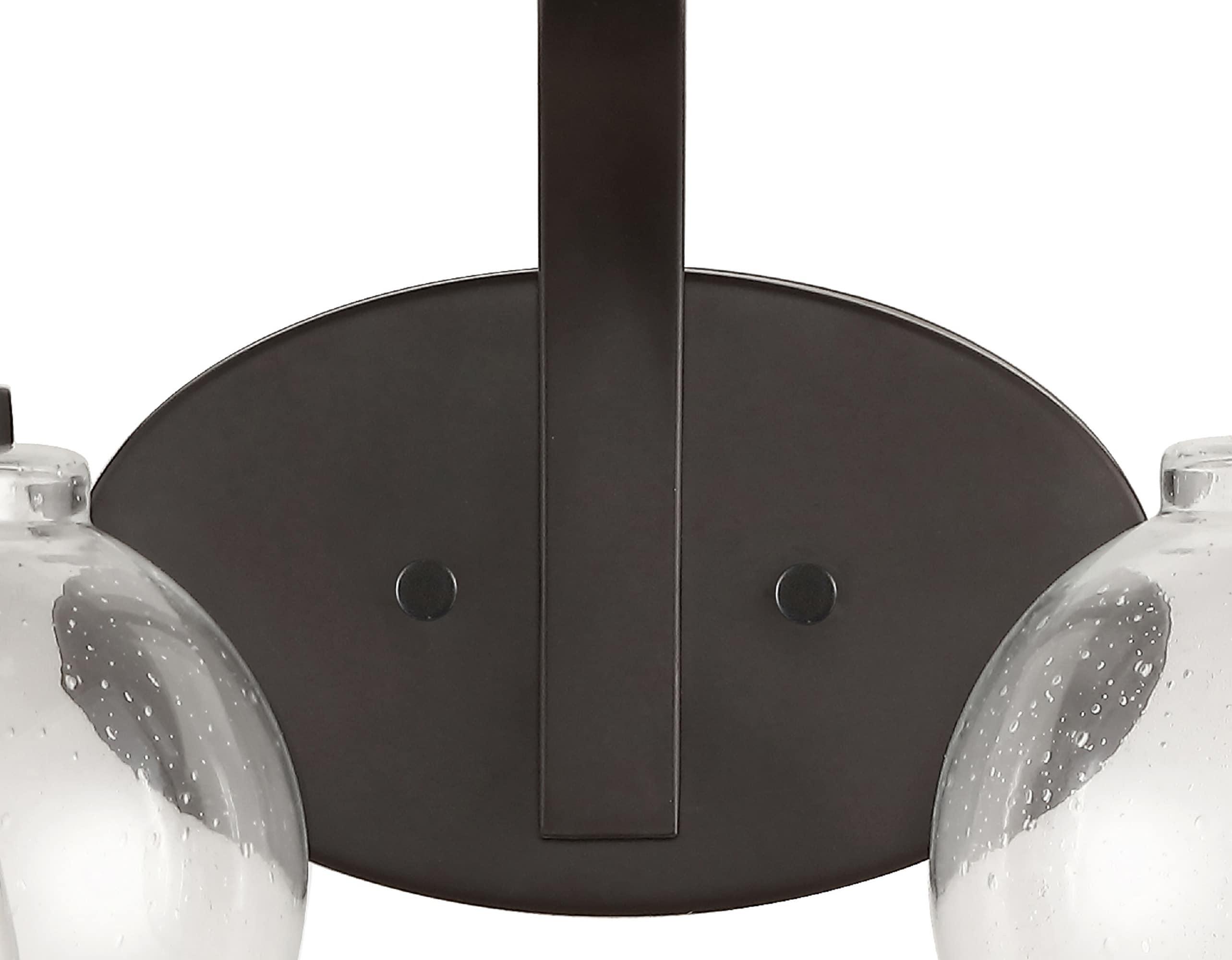 JONATHAN Y Sandrine 26.25" 3-Light Iron/Seeded Glass Cottage Rustic LED Vanity Light, Oil Rubbed Bronze