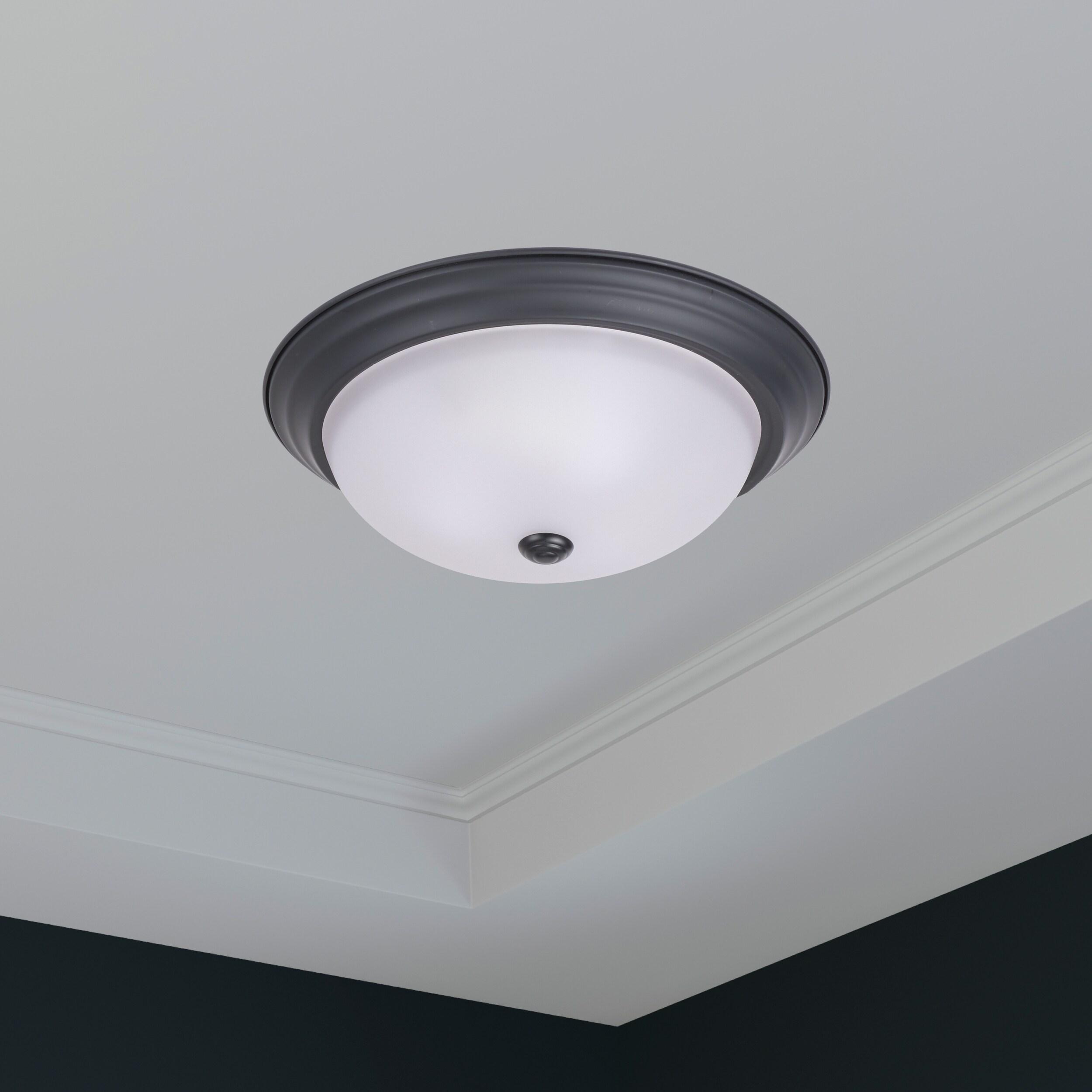 1257M-ORB-W-Designers Fountain-13 Inch 2 Light Flush Mount-Oil Rubbed Bronze Finish-Etched Glass Color