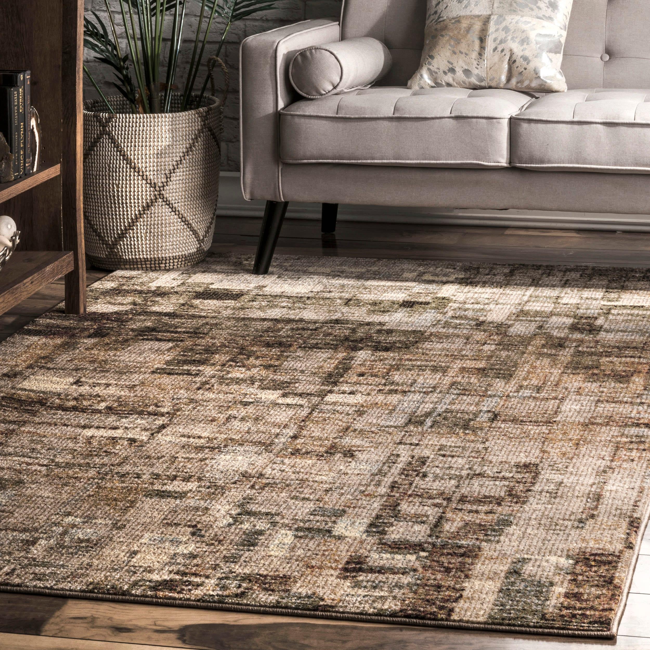 Nuloom Lilly Abstract 5x8 Indoor Area Rug for Living Room Bedroom Dining Room Kitchen, Brown/Ivory