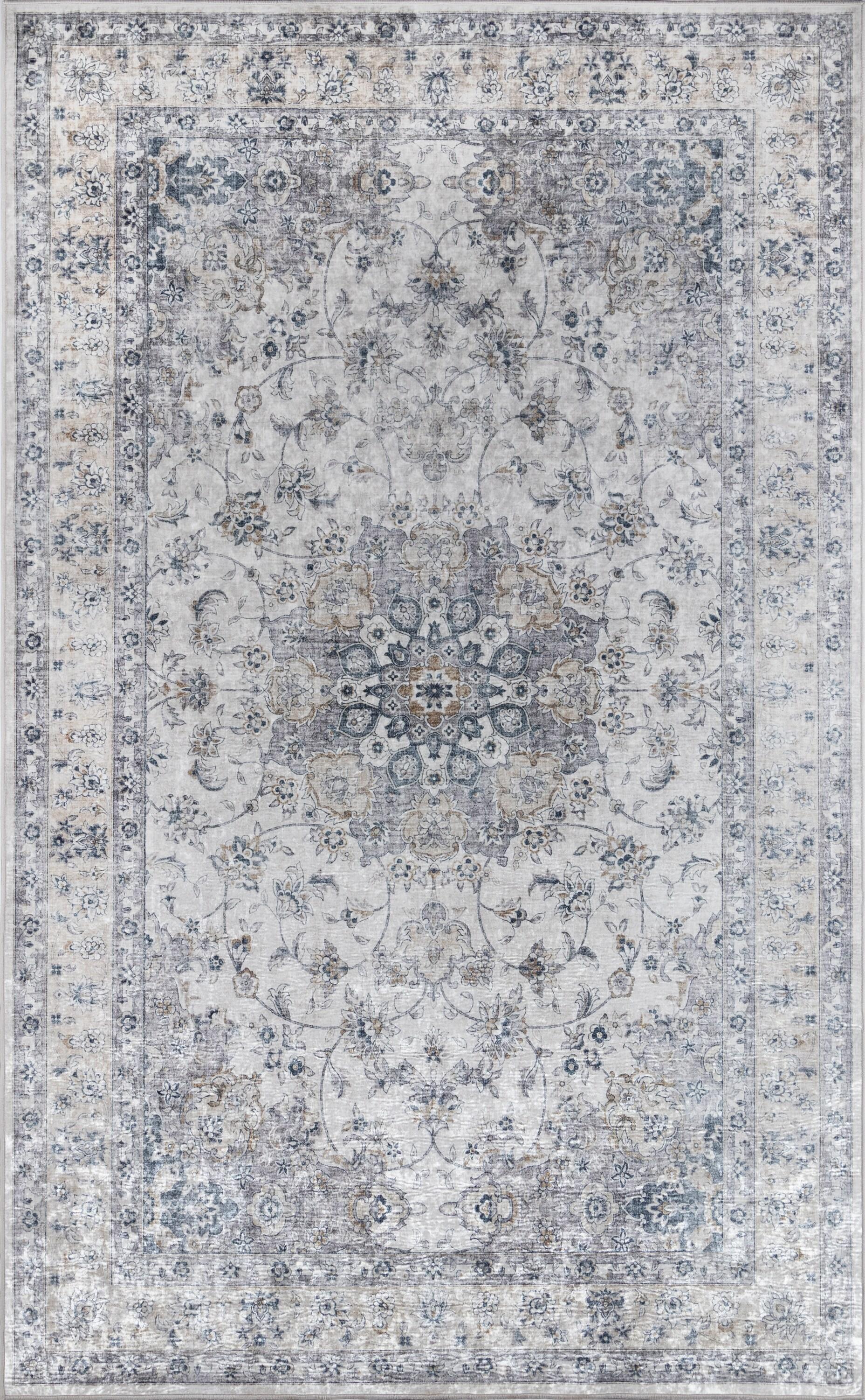 Momeni 2'x3' Karachi Talia Accent Rug Gray: Geometric Bohemian Indoor Area Rug with Rubber Backing
