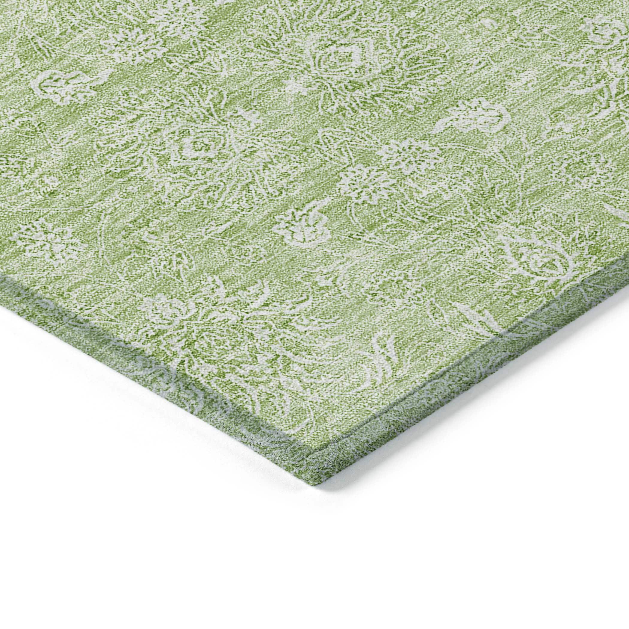 Aloe Green Synthetic Flat Woven Indoor Outdoor Rug