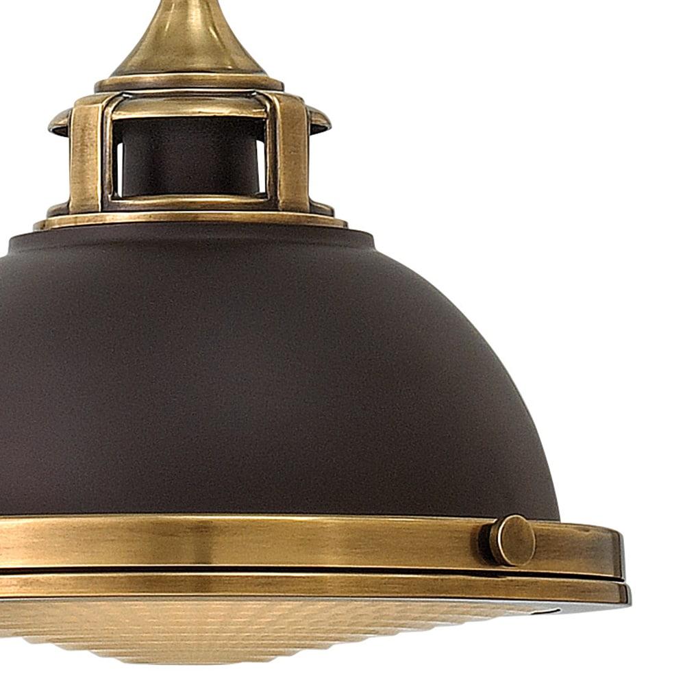 Buckeye Bronze and Brass Medium Glass Pendant Light