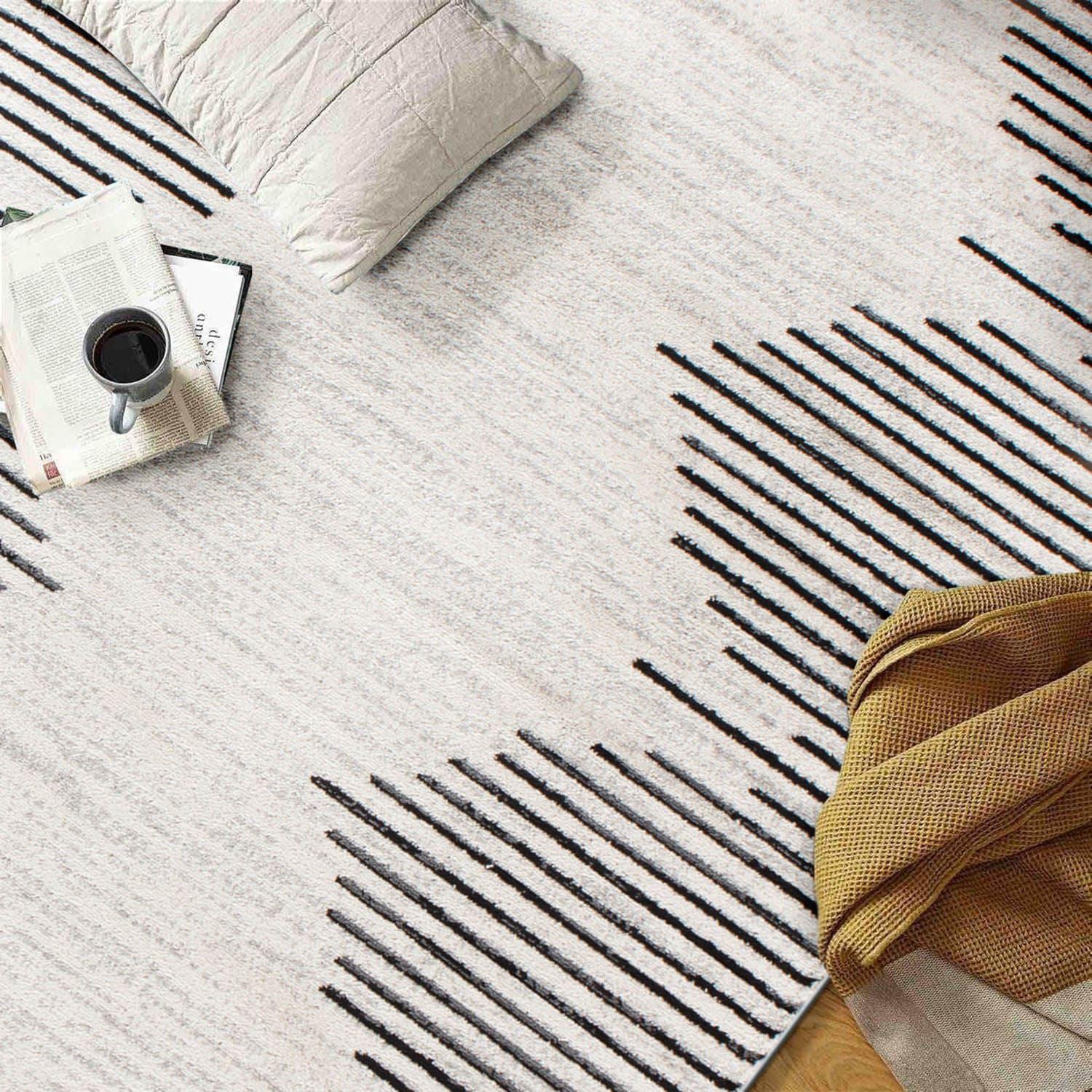 World Rug Gallery Bohemian Stripe Area Rug - Cream 7'10" x 10'