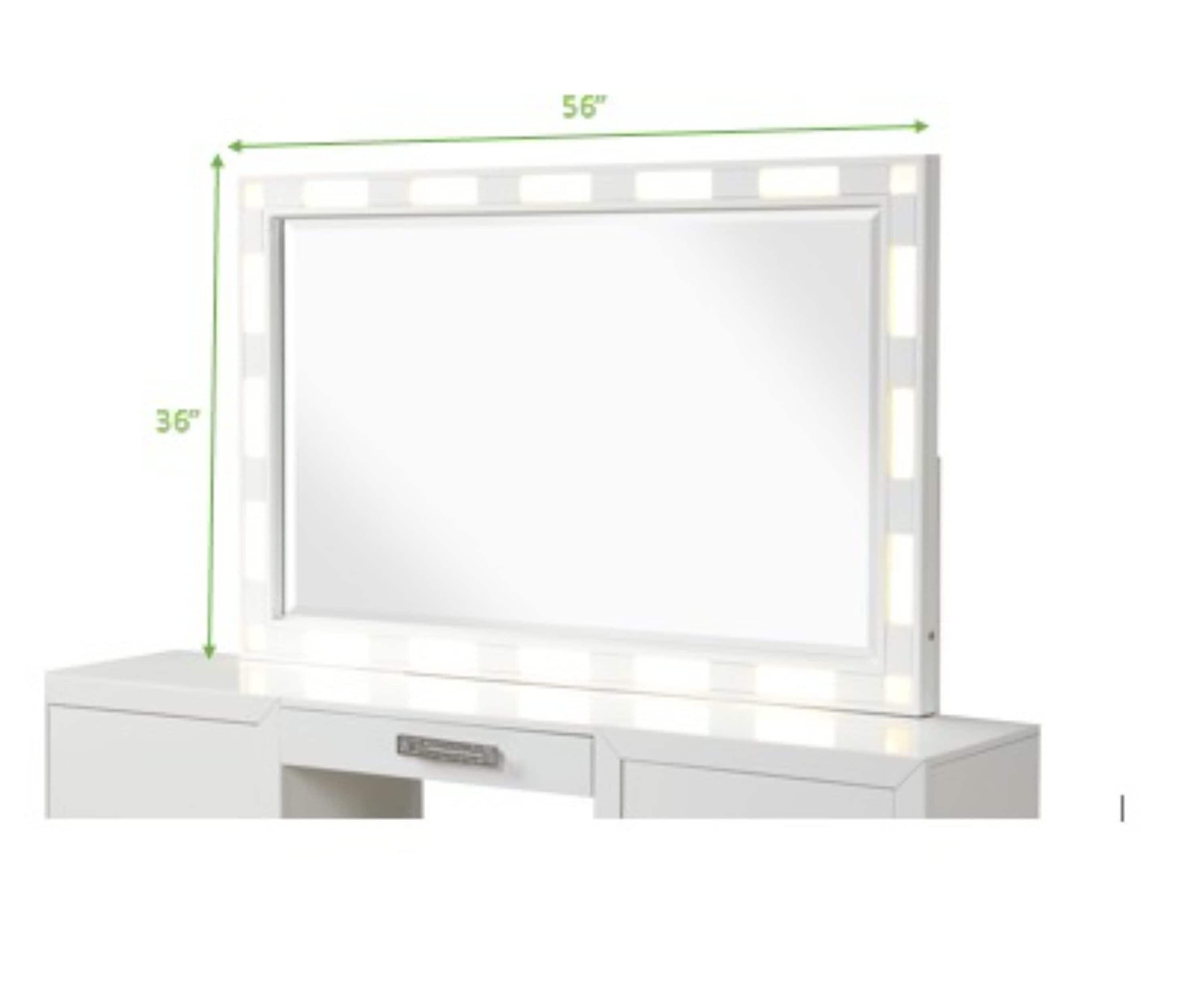 Coco Queen 5 Pc LED Bedroom Set Made with Wood in Milky White