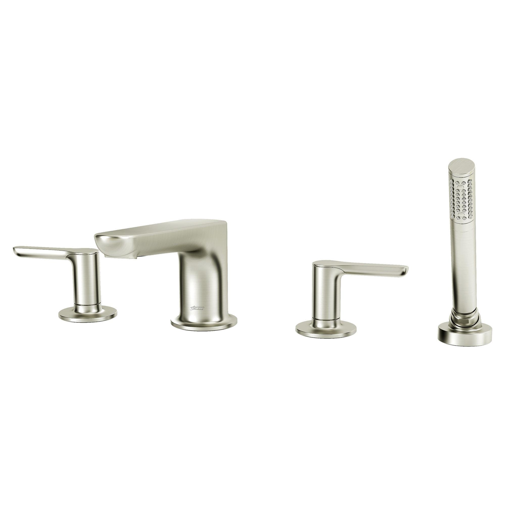 American Standard Studio S 2-Handle Deck-Mount Roman Tub Faucet for Flash Rough-in Valve with Hand Shower in Brushed Nickel