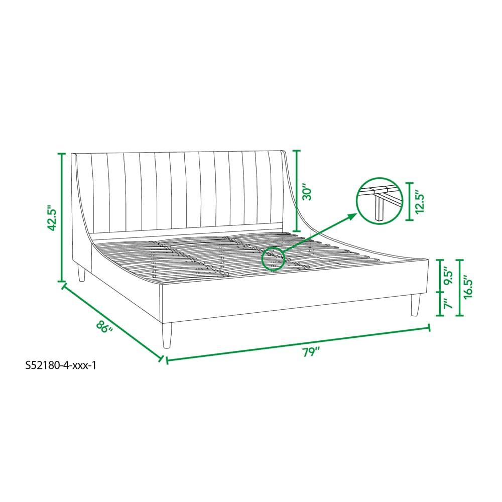 Aspen Vertical Tufted Headboard Platform Bed Set King Light Beige Linen