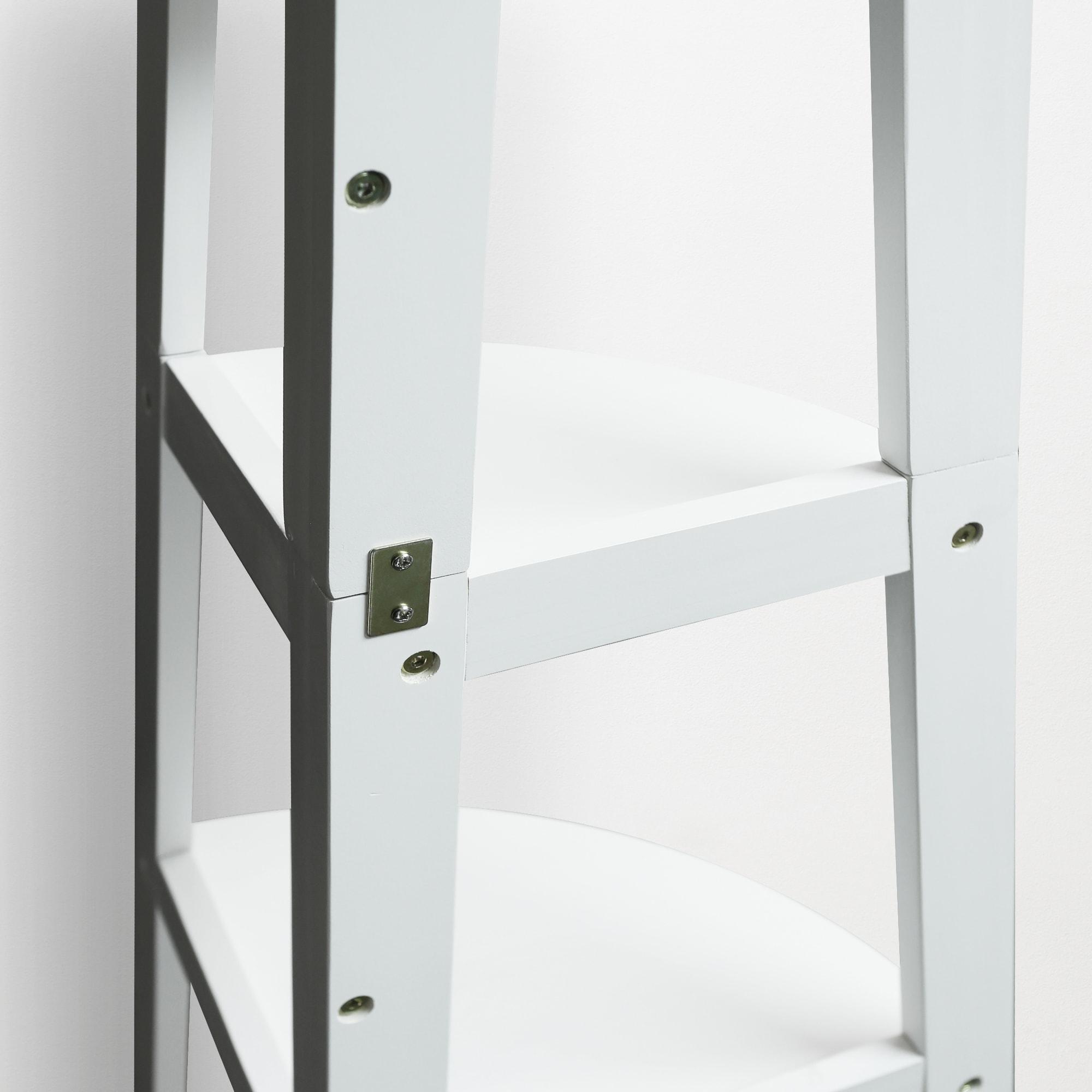 5-Shelf Corner Ladder Bookcase - White