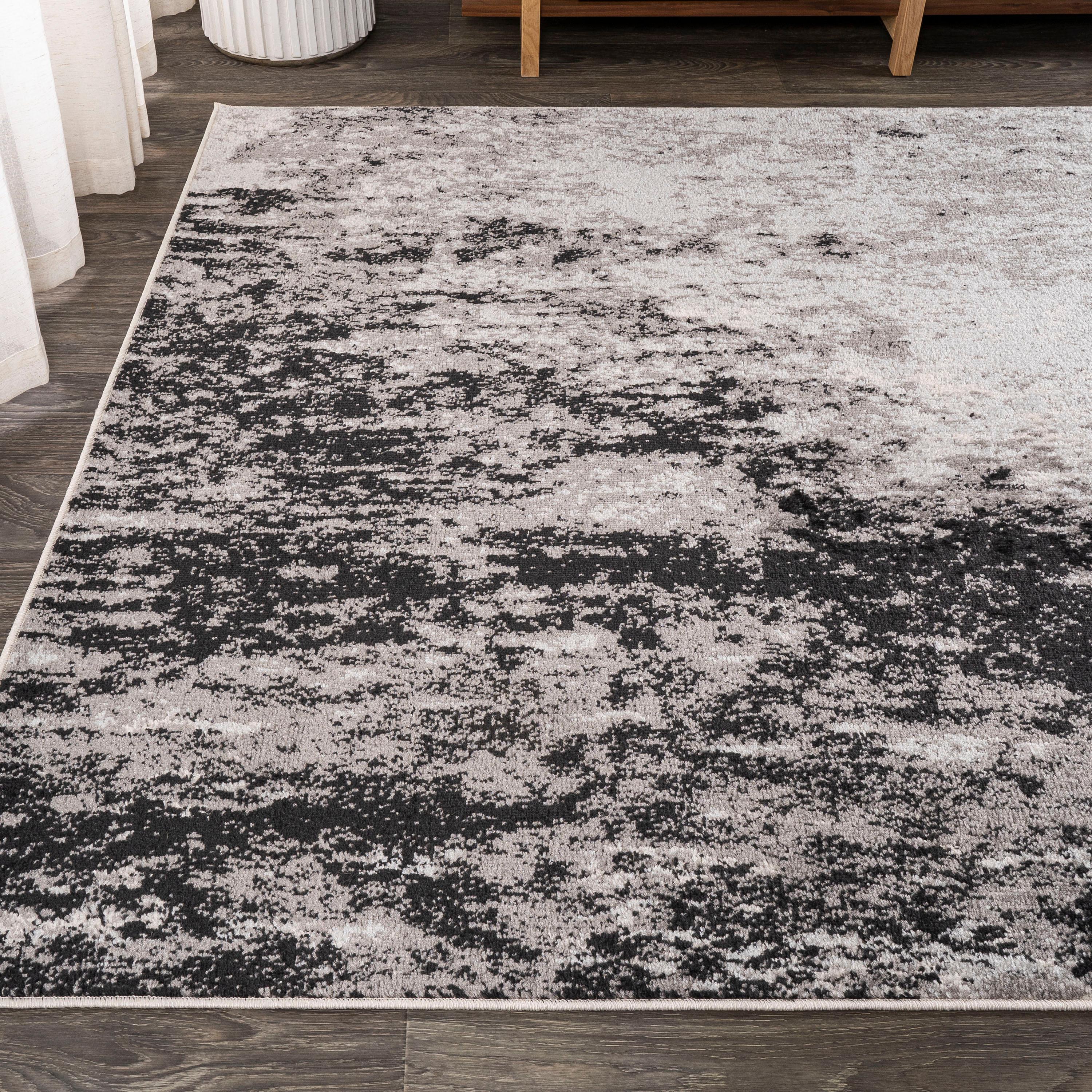 4'x6' Storm Modern Abstract Area Rug, Gray/Cream - JONATHAN Y