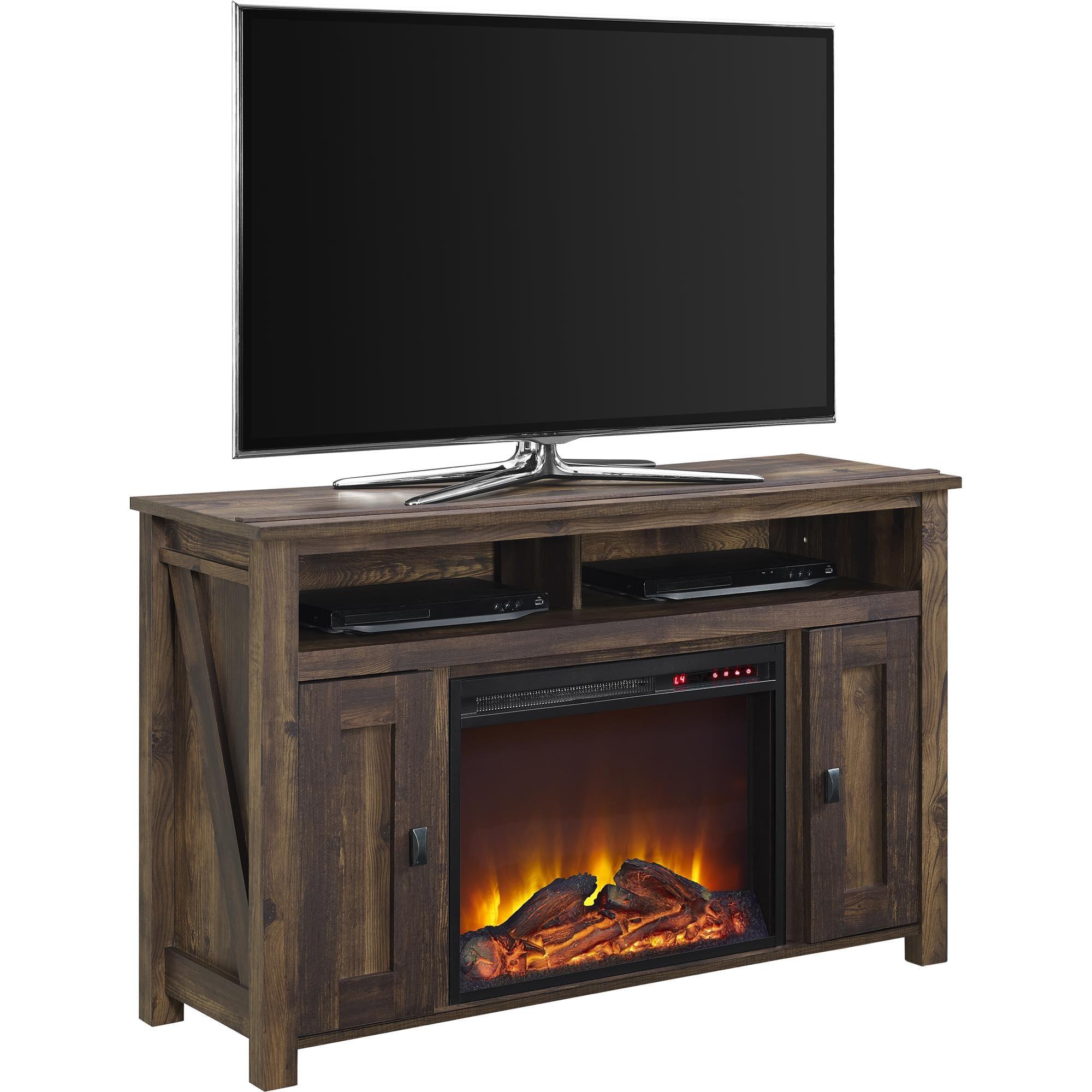 Ameriwood Home Farmington Electric Fireplace Space Heater TV Console for TVs up to 50", Rustic