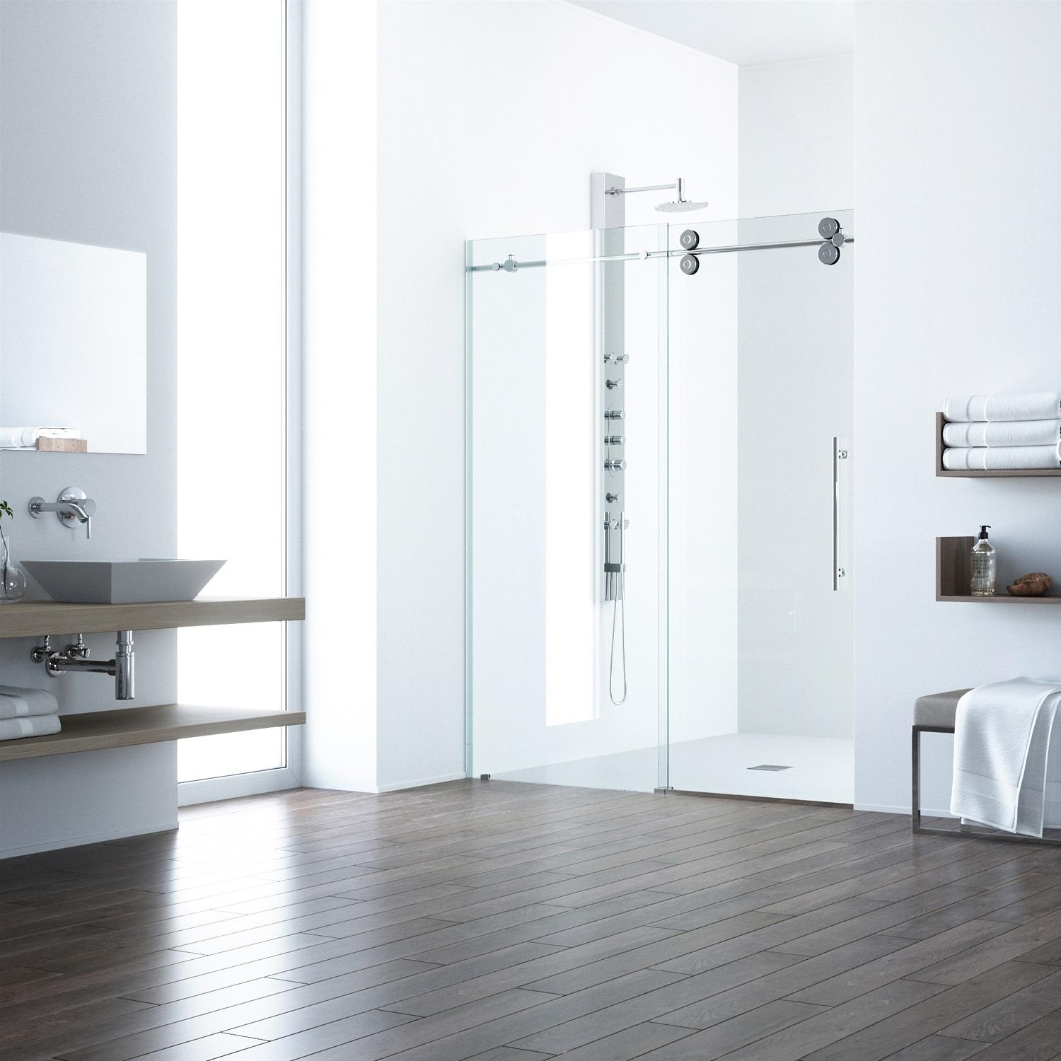 Elan 56-60" W x 74" H Sliding Frameless Shower Door with 3/8" Clear Glass