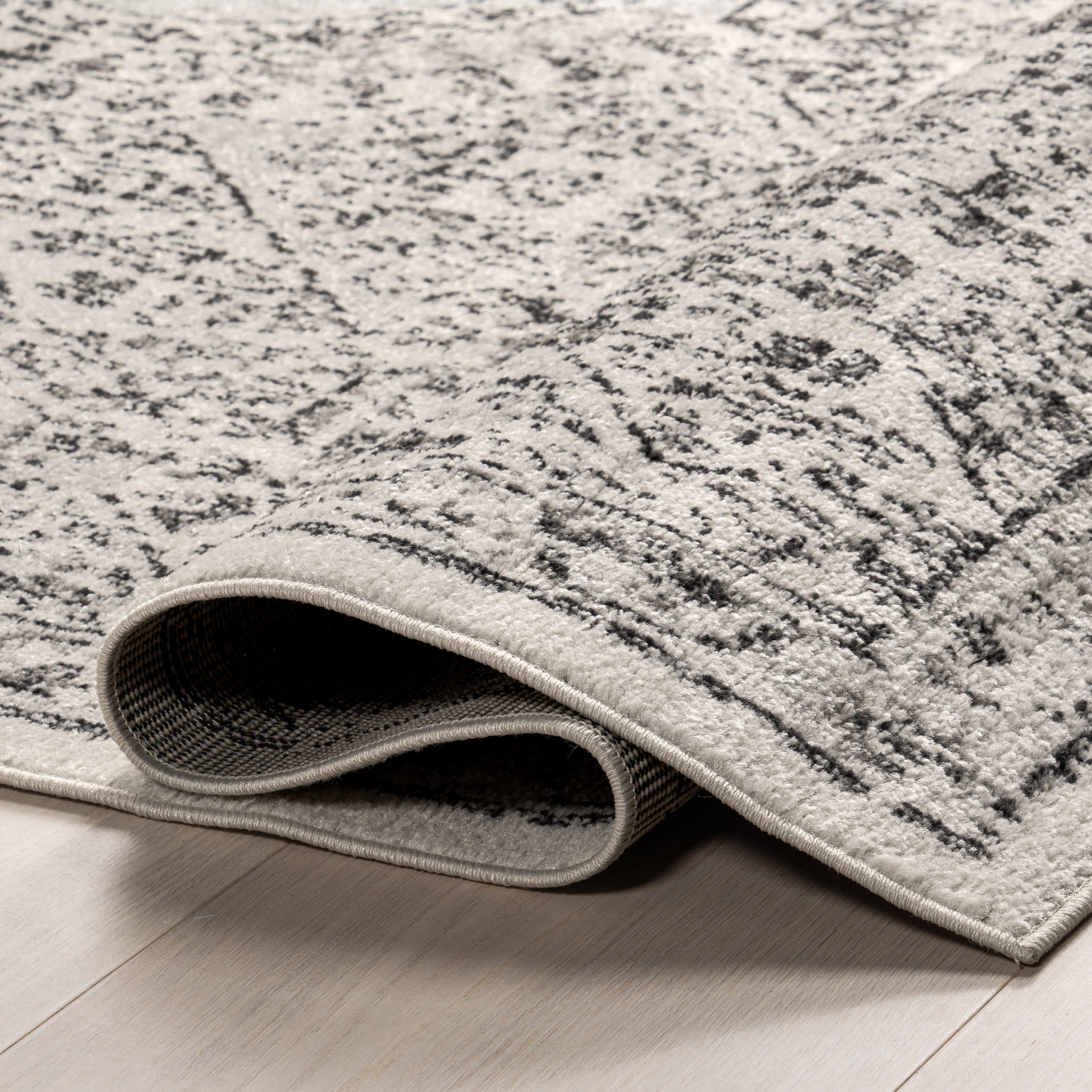 Reversible Gray Synthetic 8' x 10' Easy Care Area Rug