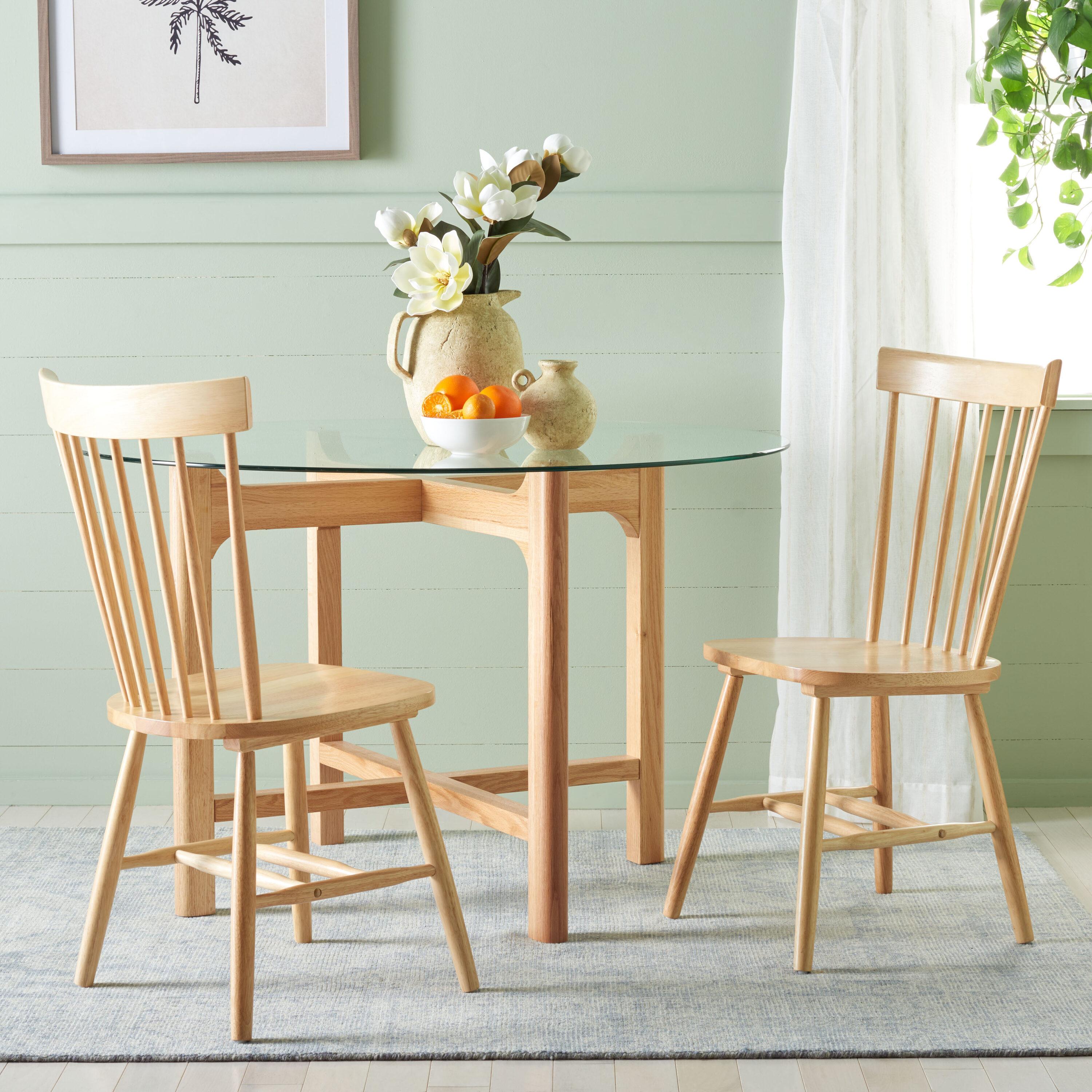 SAFAVIEH Parker Country Wood Solid Dining Parsons Chair, Natural (Set of 2)