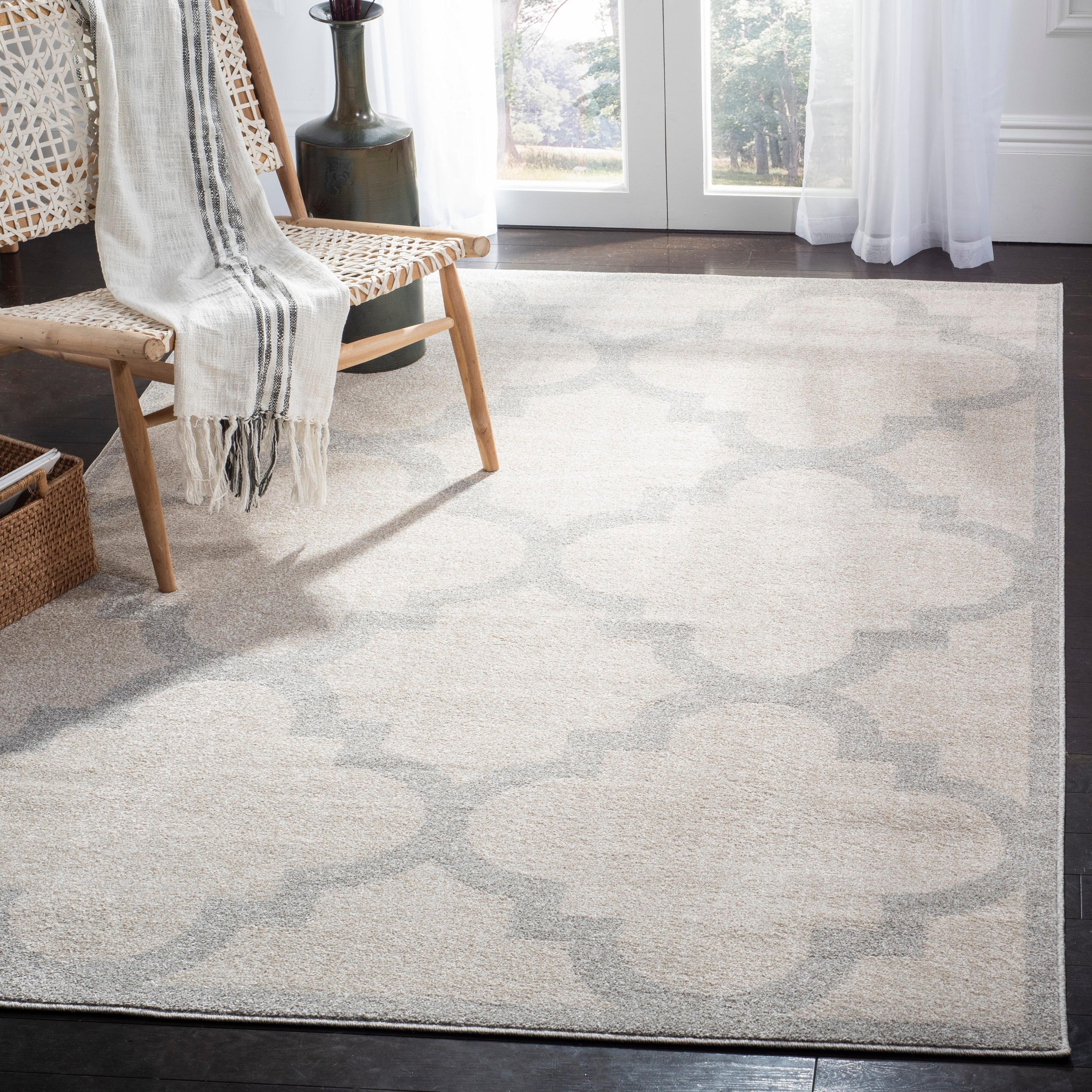 Amherst AMT423 Power Loomed Indoor Area Rug - Beige/Light Grey - 5'x5' - Safavieh