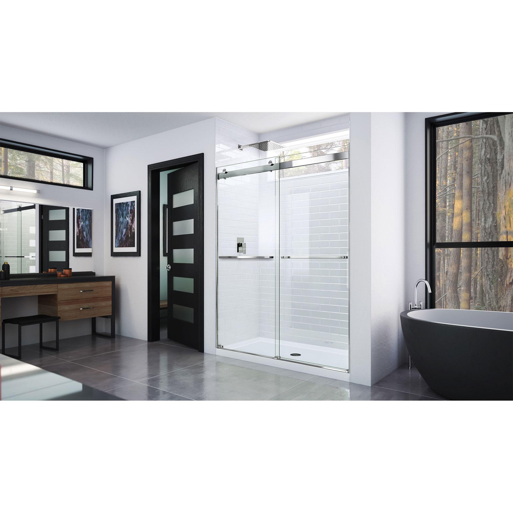 Essence 56" W x 60" W x 76" H Bypass Semi-Frameless Shower Door with Clearmax™ Technology