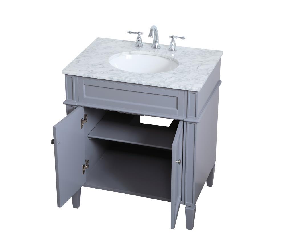 Elegant Decor Williams 30" Single Marble Top Bathroom Vanity in Gray