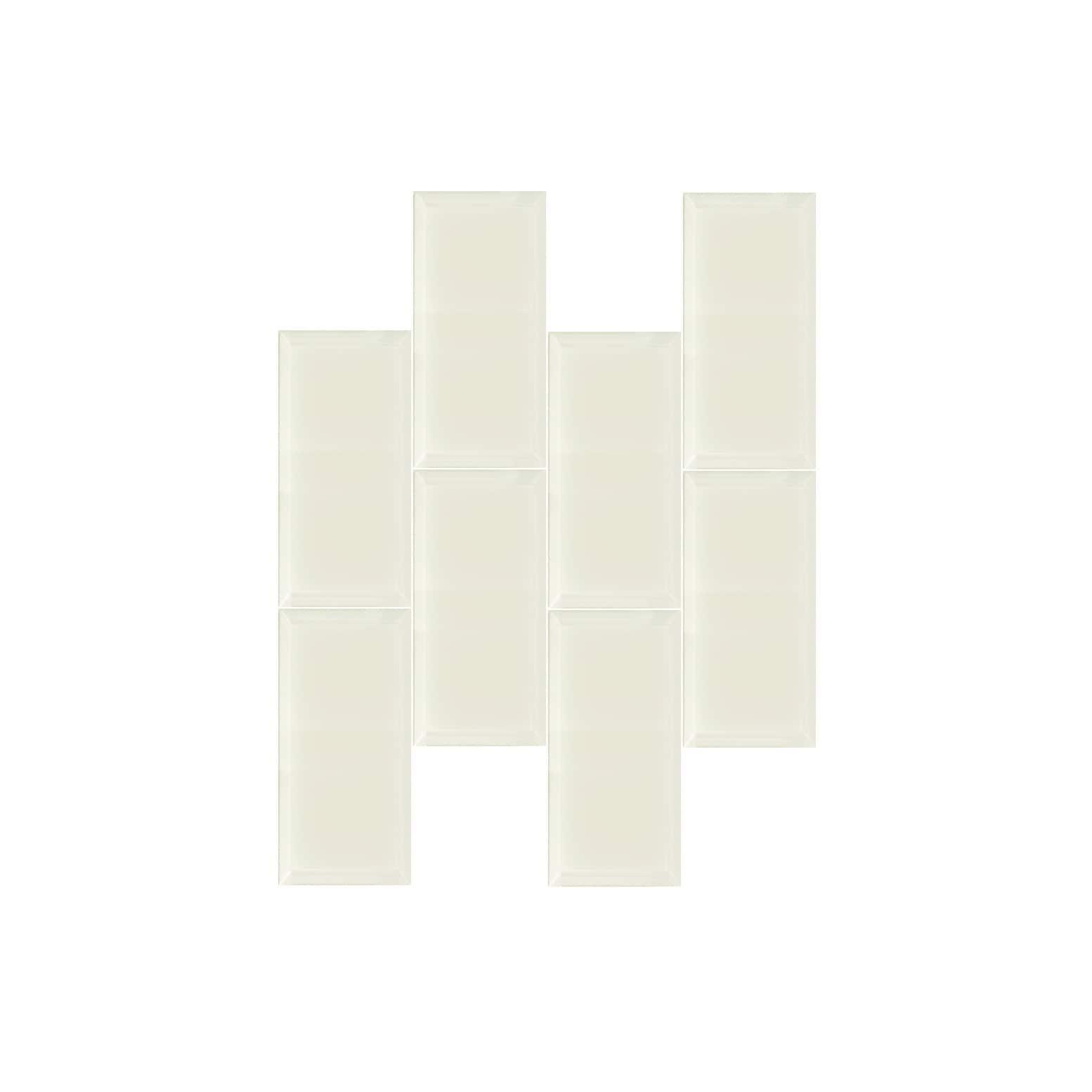 Abolos Frosted Elegance 8 in. x 16 in. Diamond Grade Glass Beveled Large Format Subway Decorative Kitchen & Bathroom Wall Tile