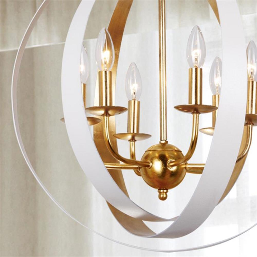 Six Light Sphere Chandelier-Matte White/Antique Gold Finish    -Traditional Installation Crystorama Lighting 585-Mt-Ga