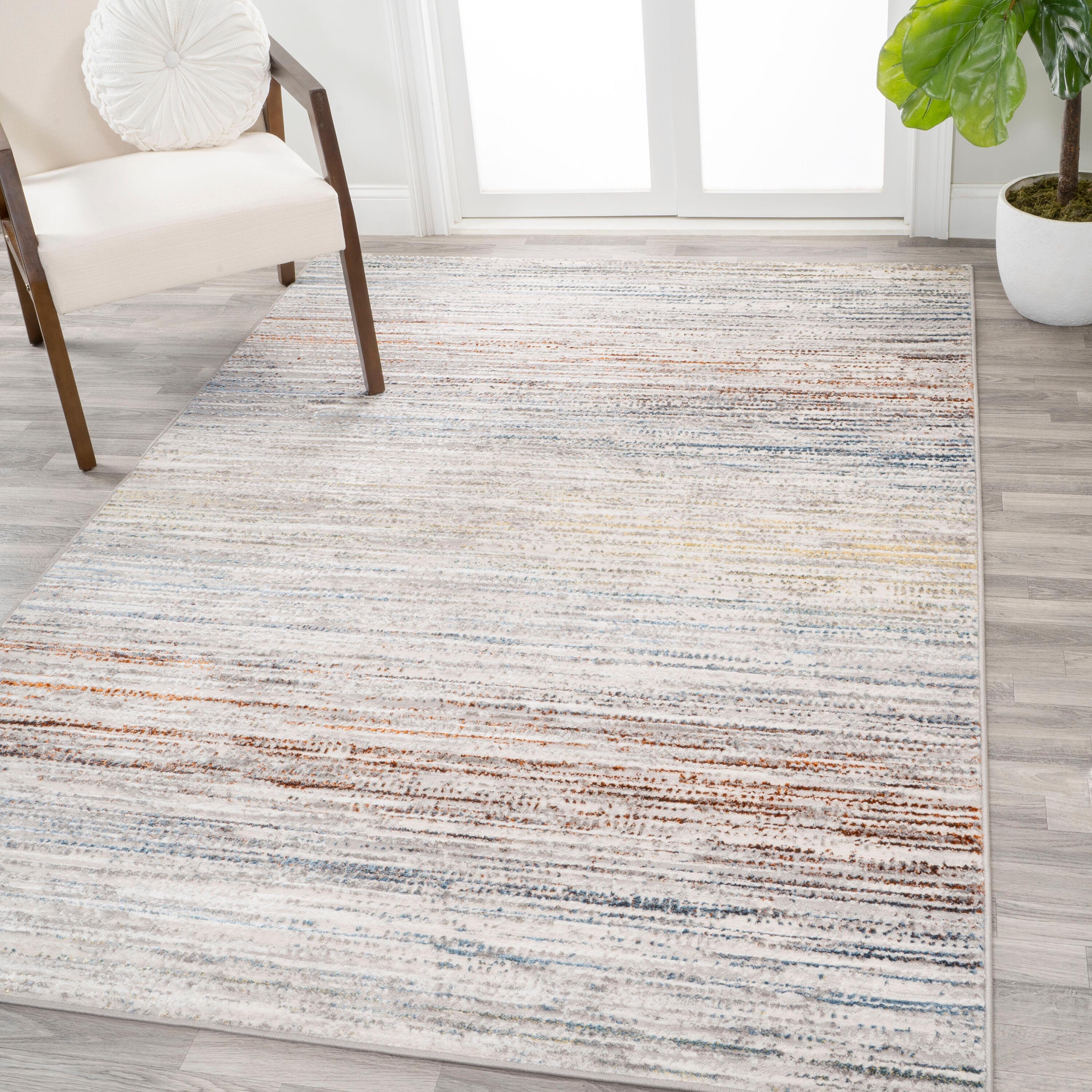 JONATHAN Y Loom Modern Strie'  Gray/Blue/Orange 3 ft. x 5 ft. Area Rug