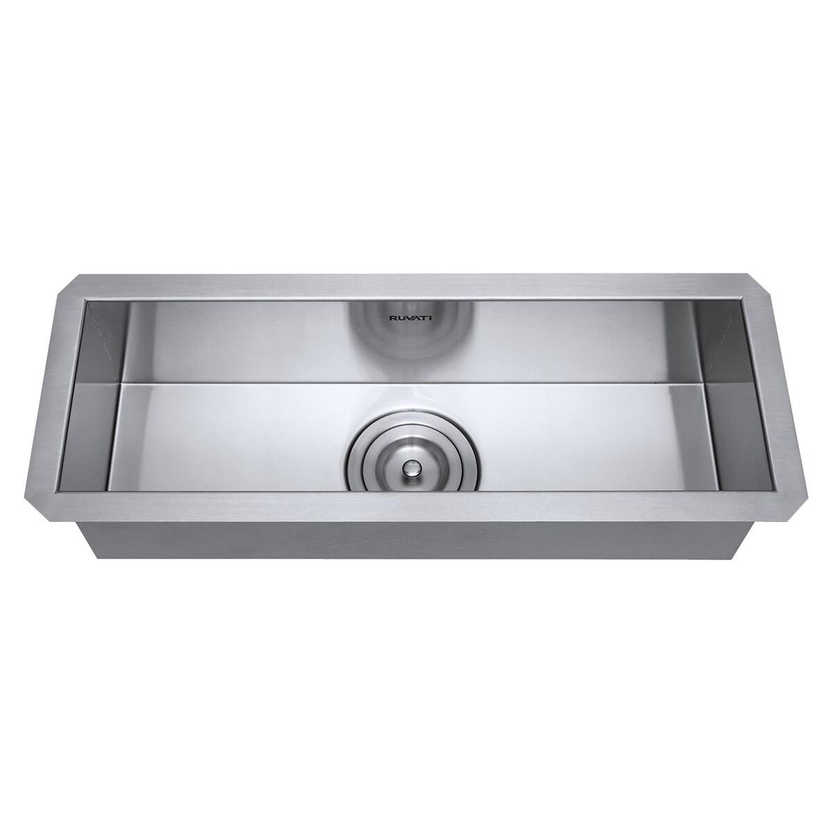 Ruvati Bar Prep Sink Narrow Trough Undermount 16 Gauge Stainless Steel Single Bowl