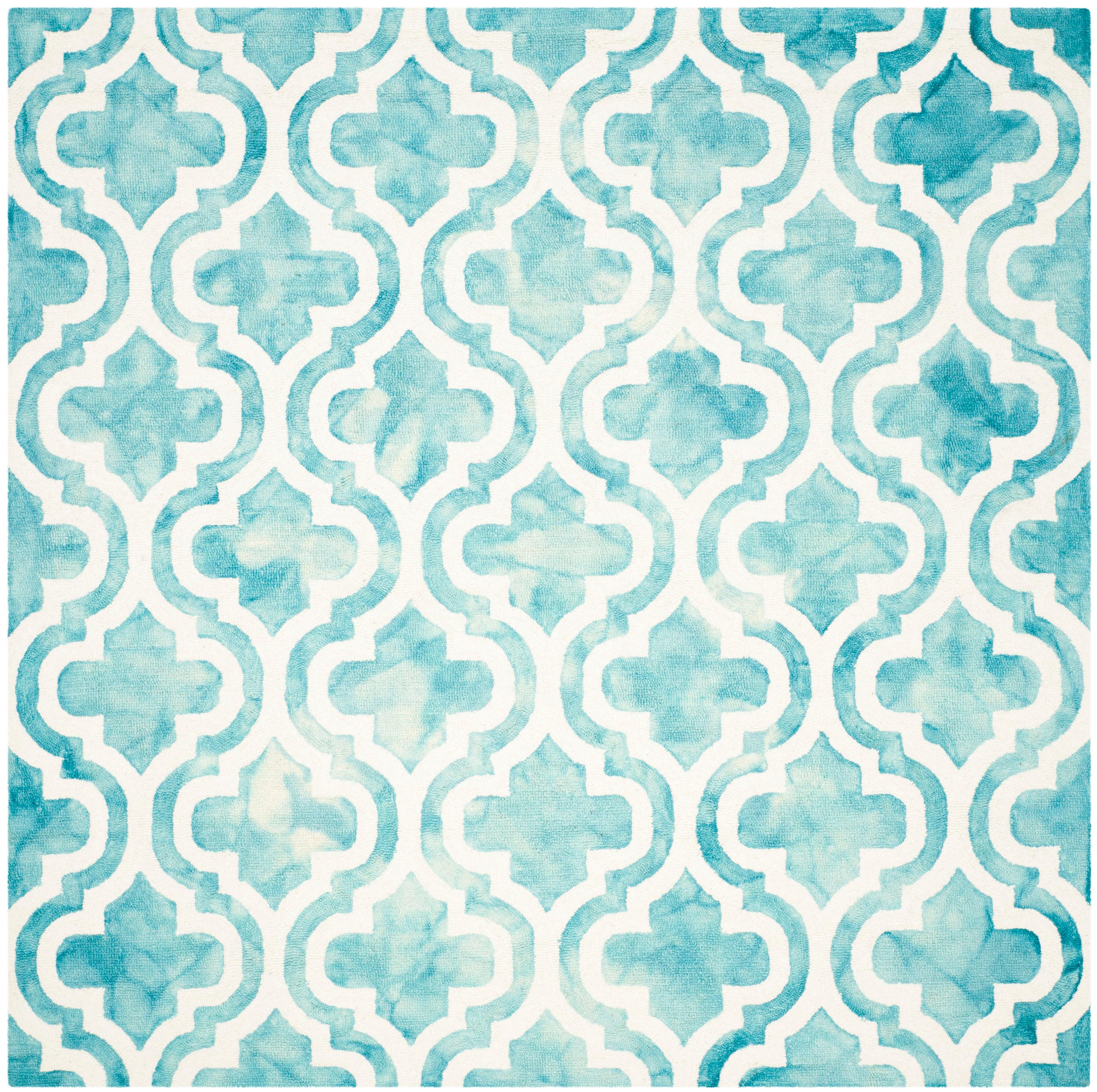Dip Dye DDY537 Hand Tufted Indoor Area Rug - Turquoise/Ivory - 5'x5' - Safavieh