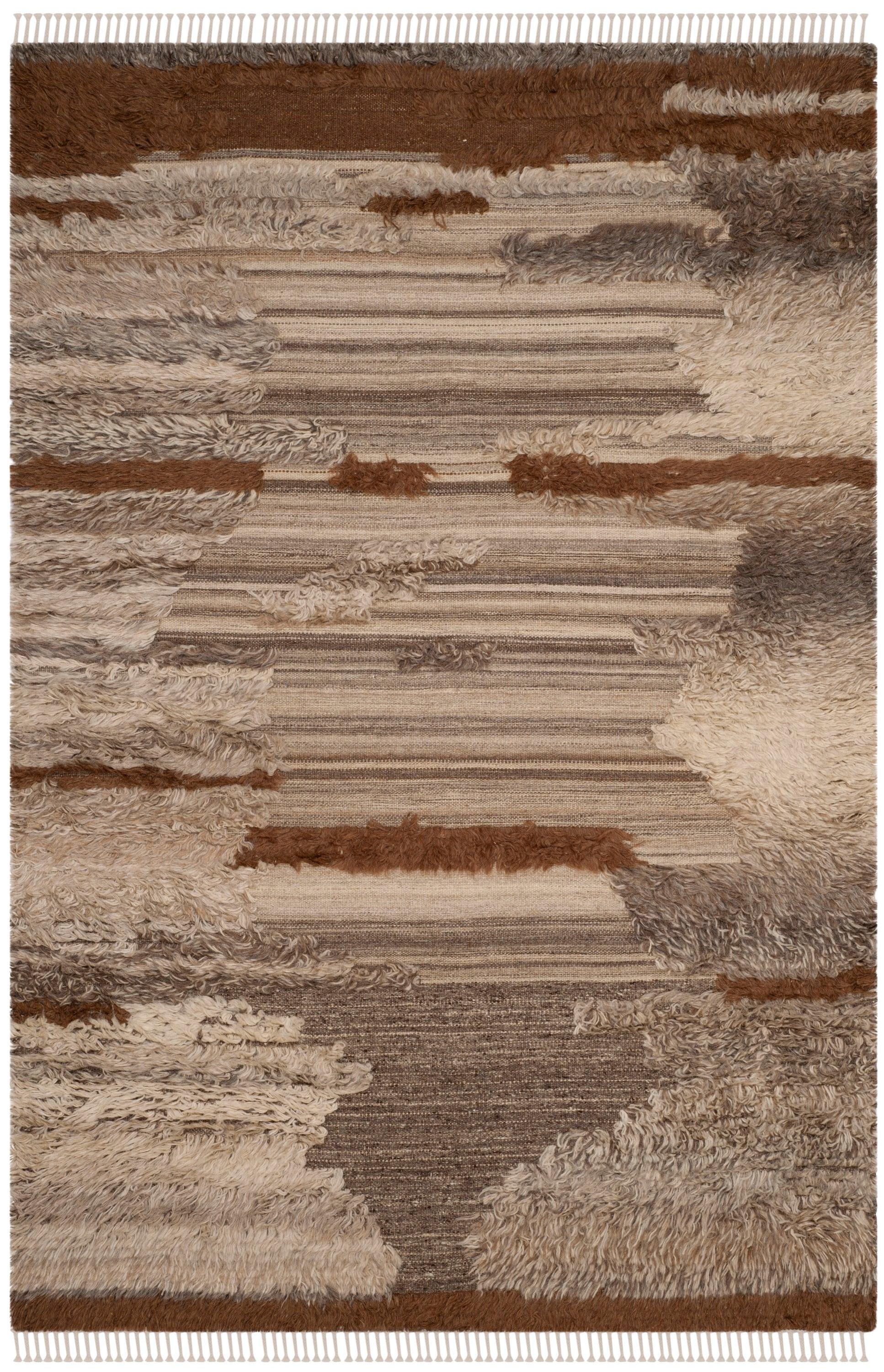Alimatou Hand Knotted Wool/Cotton Abstract Rug in Gray/Brown