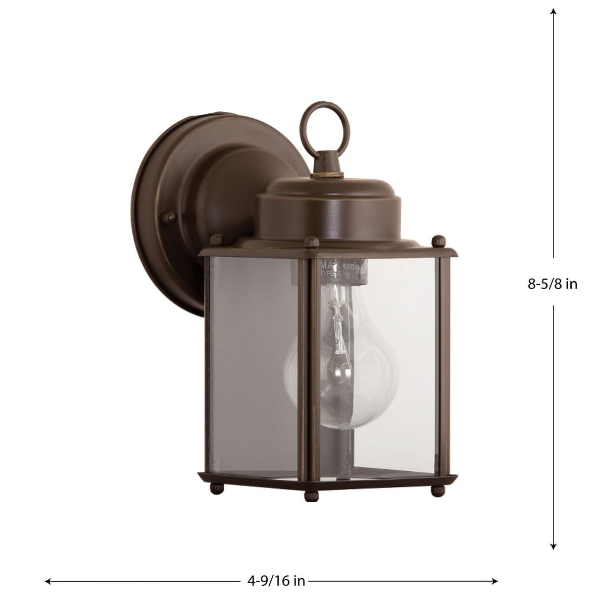 Progress Lighting, Flat Coach Lantern, 1 Light, Wall Light, Antique Bronze, Clear Glass, Porcelain Collection