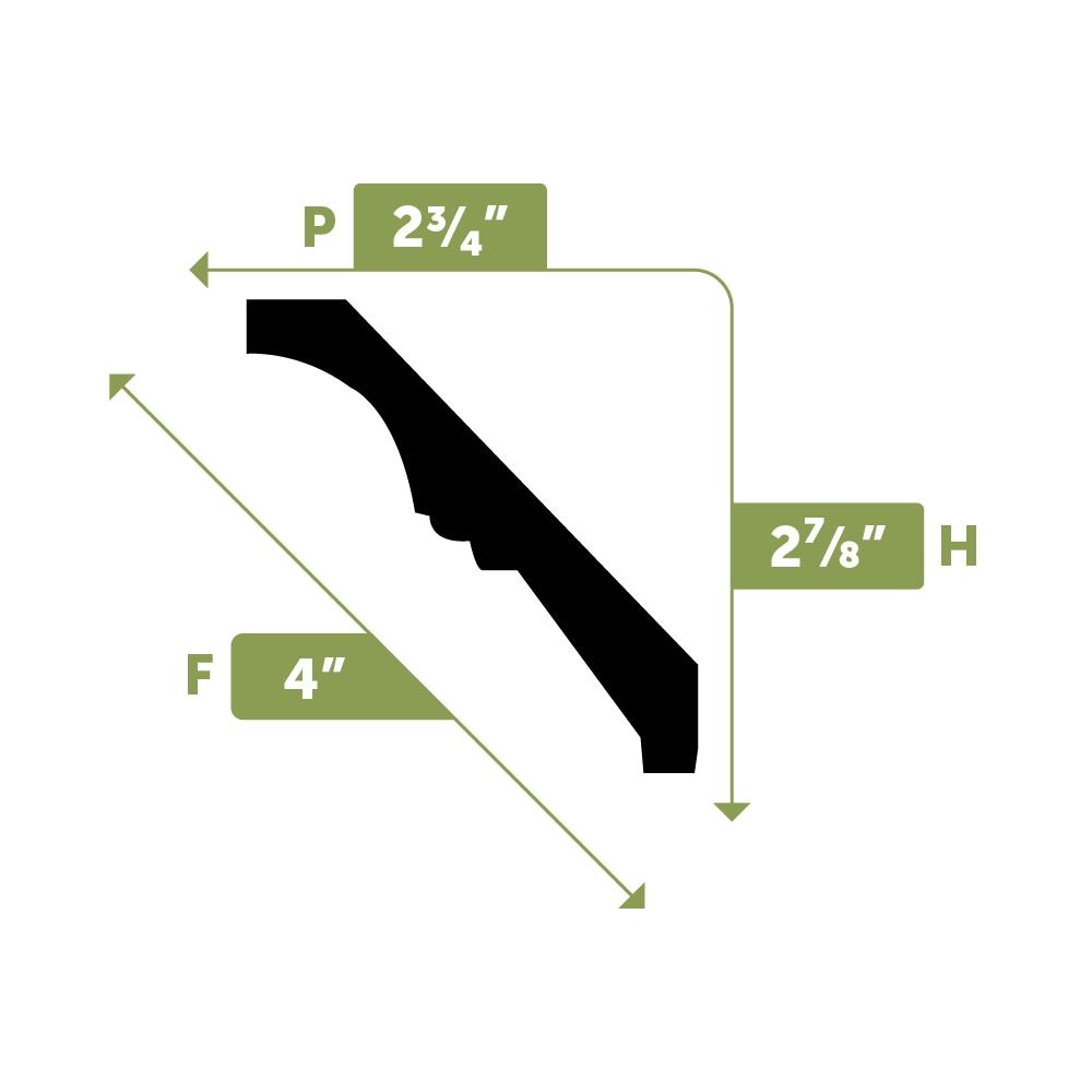 2 7/8"H x 2 3/4"P x 4"F x 94 1/2"L Shell Crown Moulding